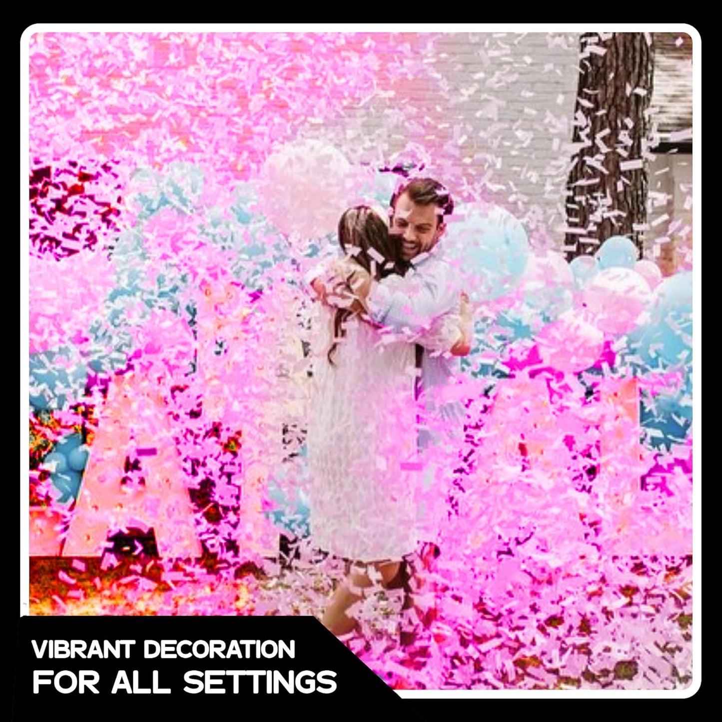 Pink Biodegradable Confetti - Rectangular Fluttering Tissue Paper Confetti for Cannon and Launcher use – Best for Gender Reveal, Parties, Concerts and Weddings - 20 lb, 320 oz