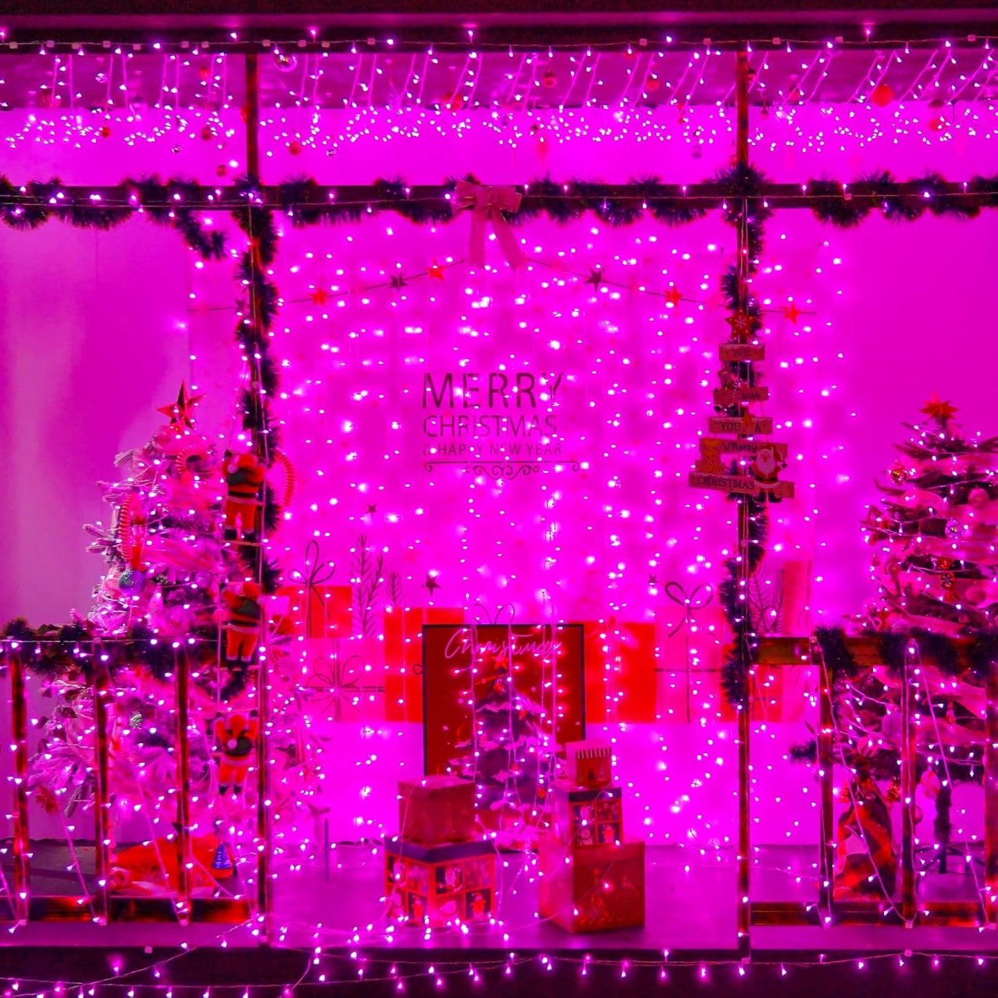 YEGUO Pink String Lights Outdoor Waterproof, 165ft 500 LED Christmas Lights Indoor, 8 Modes Clear Wire Fairy Light Plug in for Party Tree Valentines Wedding