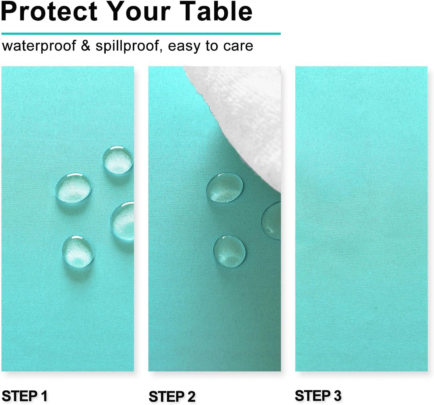 Hiasan Light Blue Tablecloth for Rectangle Tables - Waterproof and Spillproof Washable Fabric Table Cloth for Dining Room Kitchen Party, 60 x 120 Inch