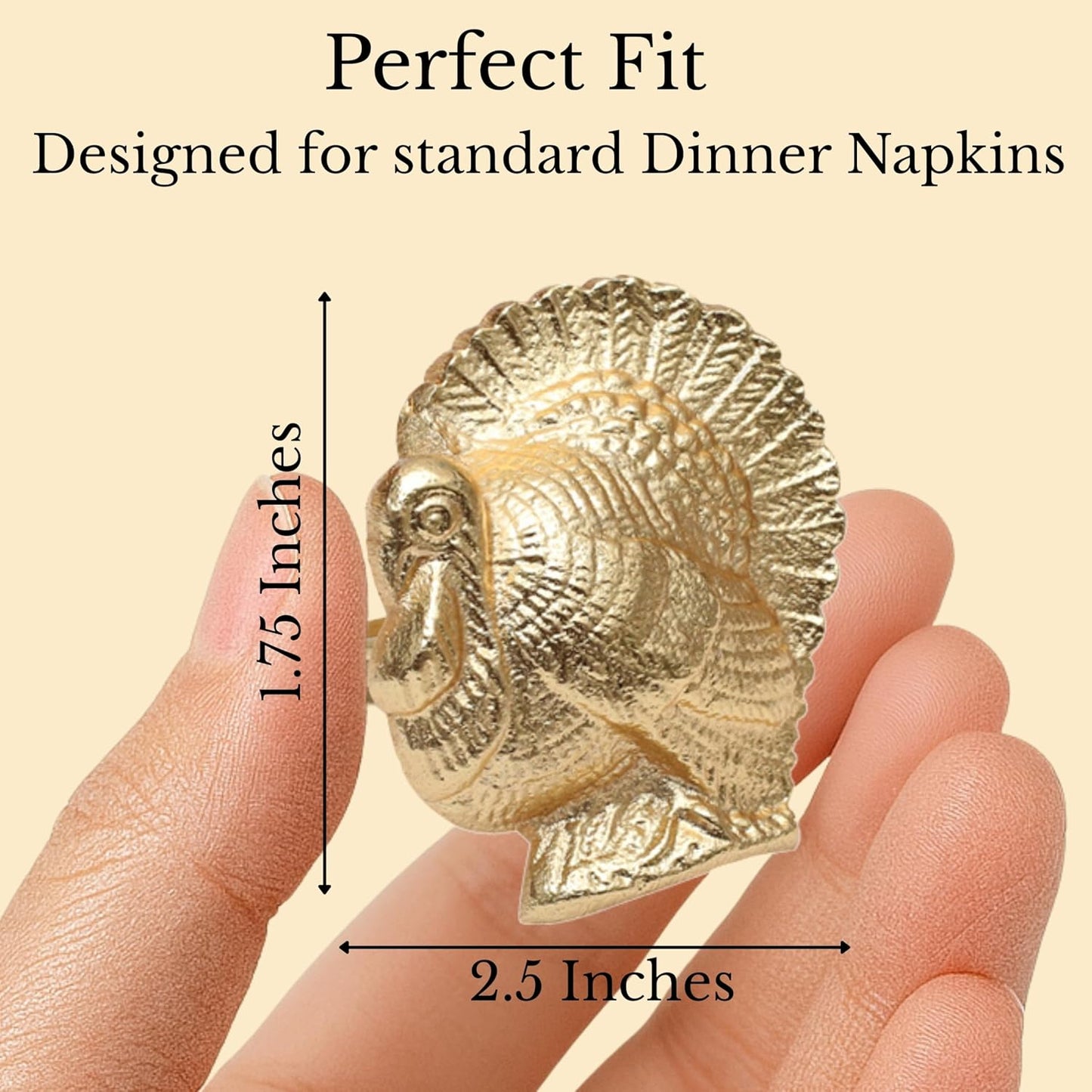 Turkey Bird Gold Napkin Rings Set of -12 for Dinner Parties, Weddings Receptions, Family Gatherings, or Everyday Use - Set Your Style with Daily Use Table Décor Accessories - ALPHA Living HOME