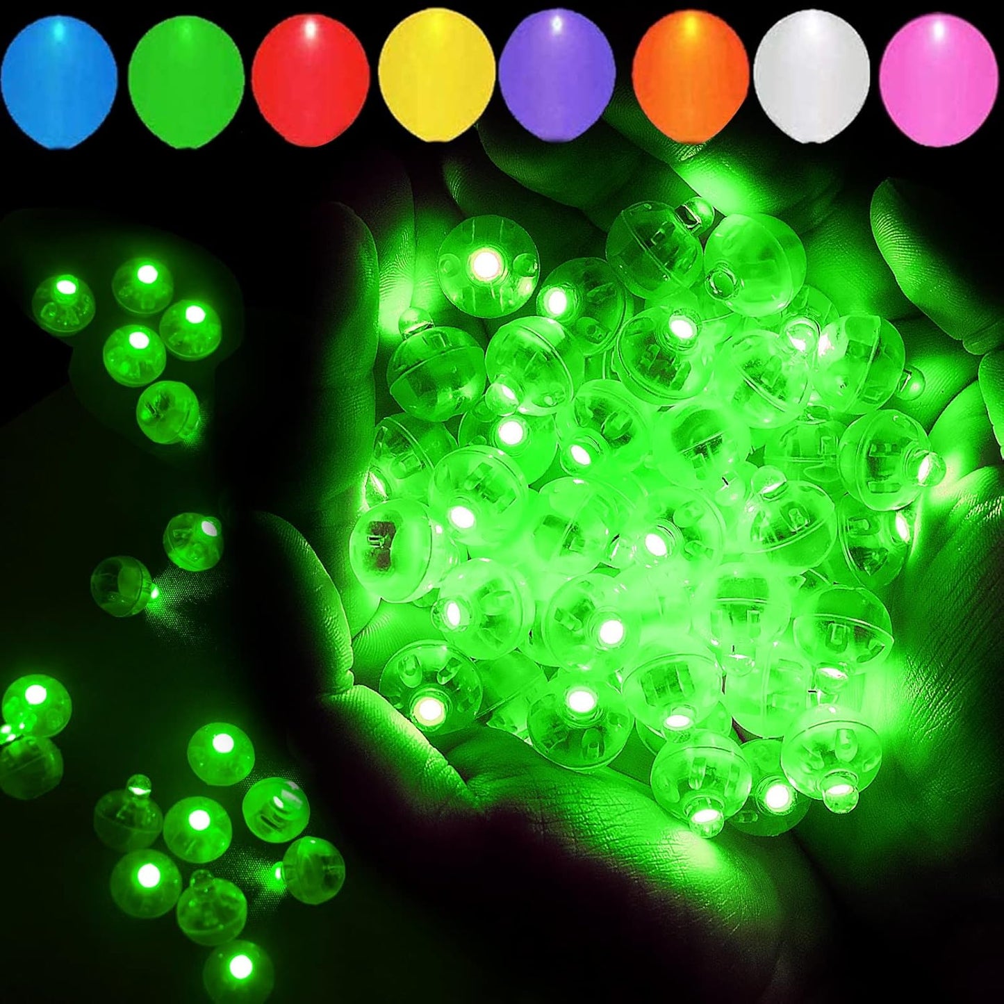 100psc LED Green Balloon Lights, Round LED Mini Lights for Paper Lantern Balloon Birthday Party Event Indoor Outdoor Wedding Decoration Halloween Christmas Supplies