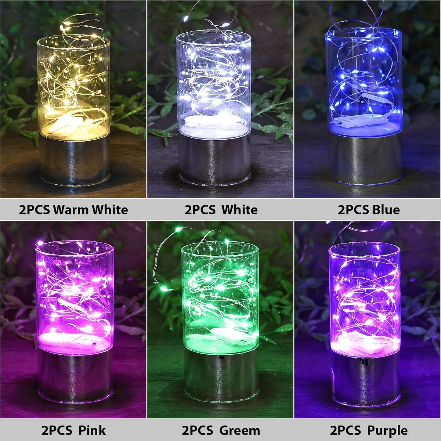 HXWEIYE 12 Pack 7ft 20LED Multicolor Fairy Lights Battery Operated for DIY Wedding Gifts Christmas Party Decor
