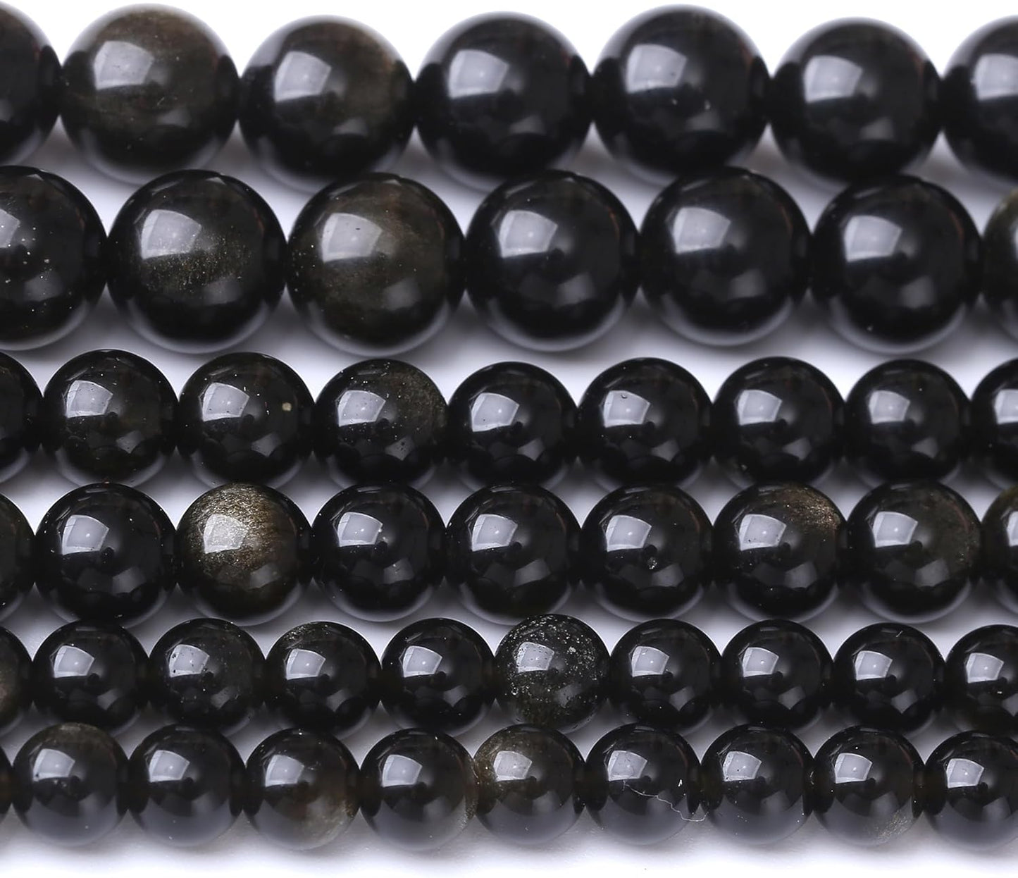 Gold Obsidian Stone Beads for Jewelry Making DIY Craft Gemstone Beads Kit (6mm, 60pcs) Cosmic Crystal Pebbles for Bracelets, Necklaces, Home Decor