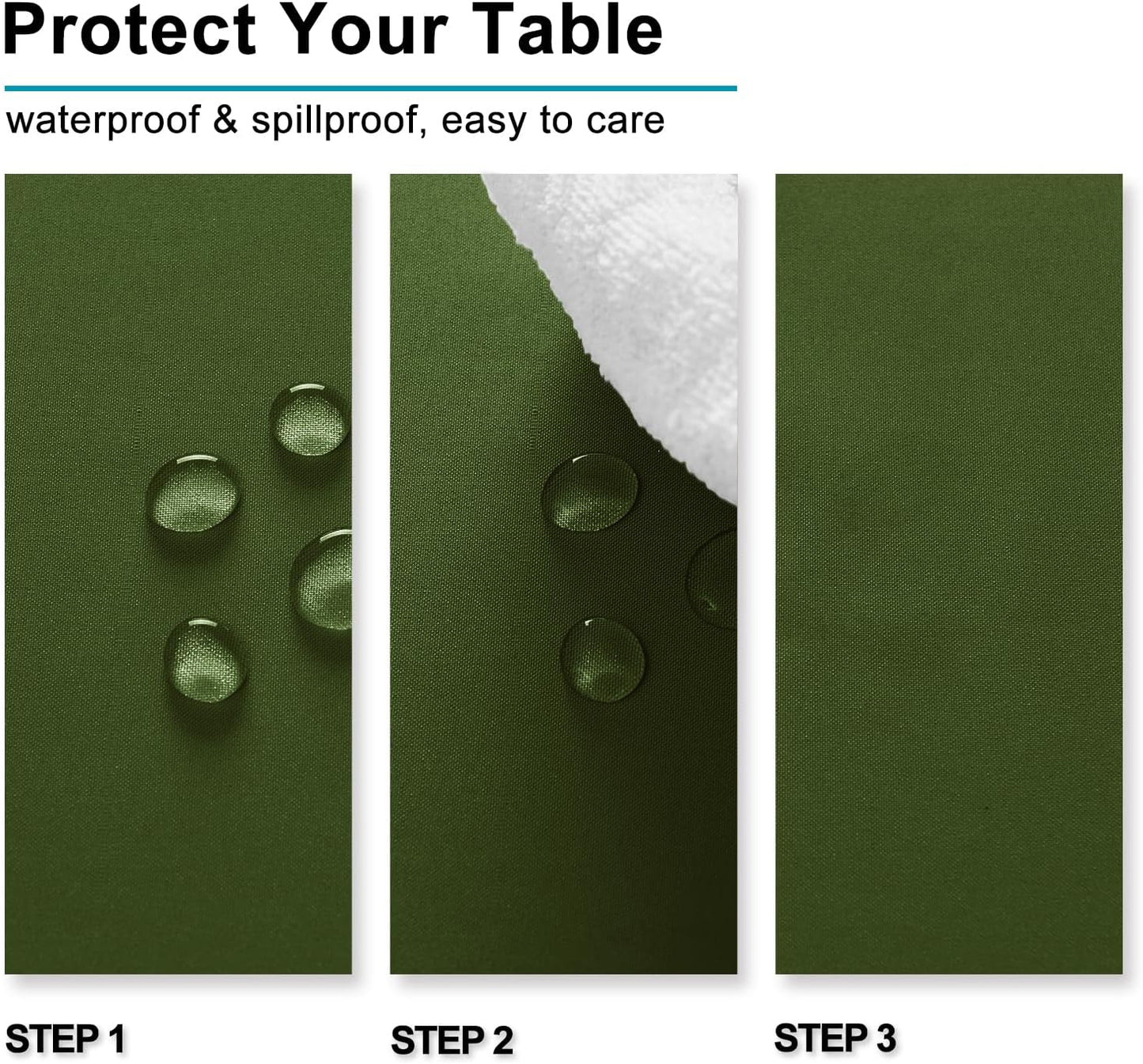 Hiasan Olive Green Tablecloth for Rectangle Tables - Waterproof and Spillproof Washable Fabric Table Cloth for Dining Room Kitchen Party, 52 x 70 Inch