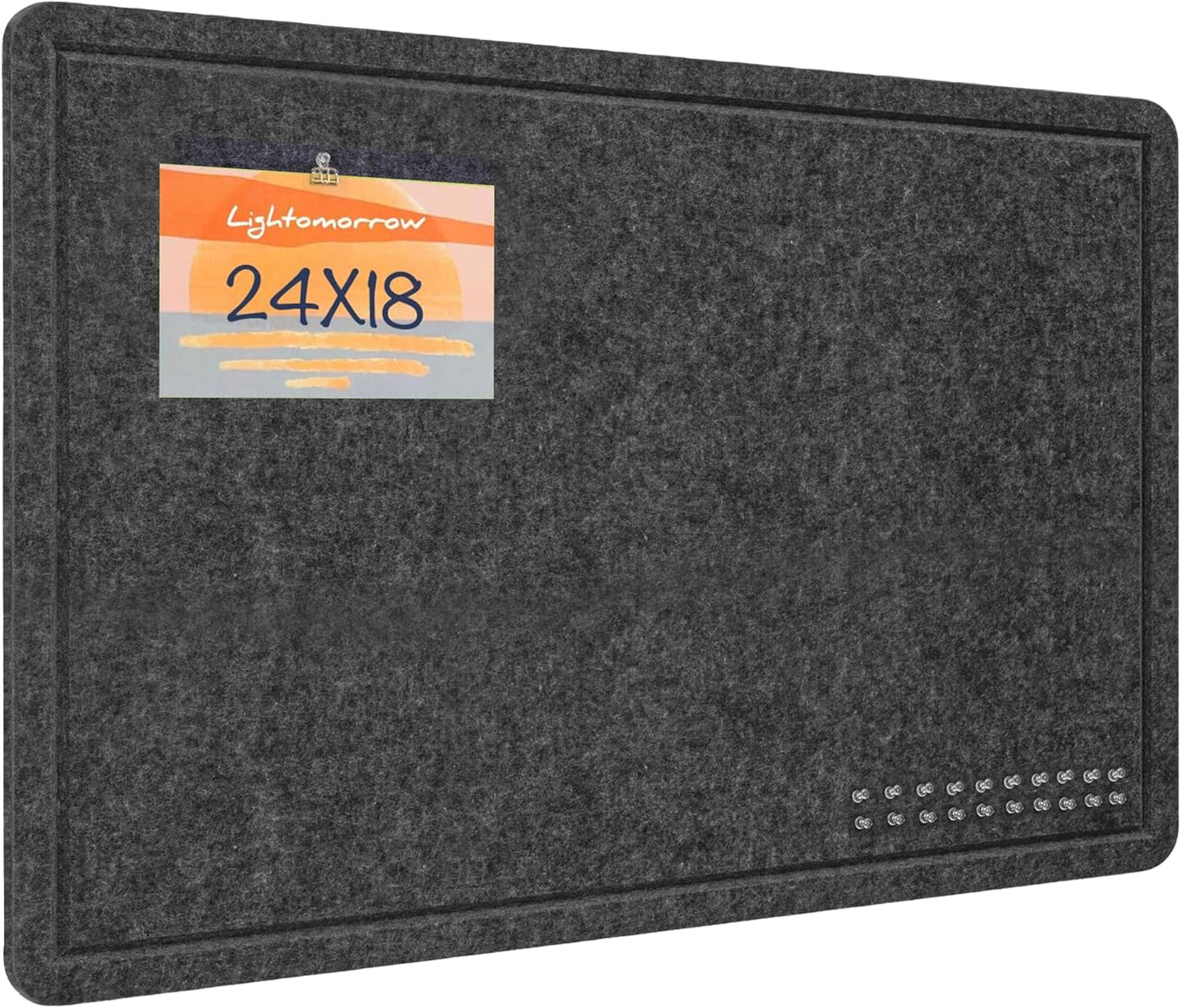 Bulletin Board, 24x18 inches Decorative Felt Pin Board, Cork Board Alternative for Wall, Foldable Photo Board Self-Adhesive Vision Board Mood Board with 20 Pushpins-Dark Gray