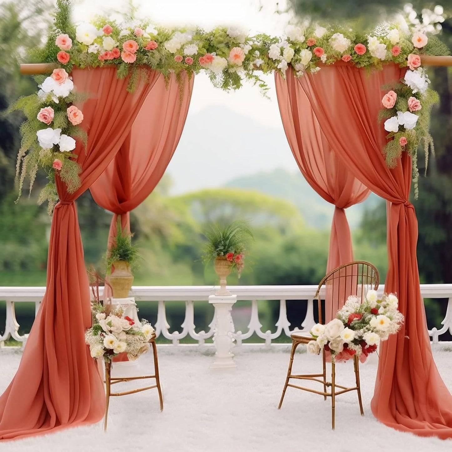 Arch Drapes for Wedding Arch Draping Fabric Terracotta Sheer Backdrop Curtain for Ceremony Bridal Party Decor 6 Yards 19Ft Length x 28" Width 1 Panel