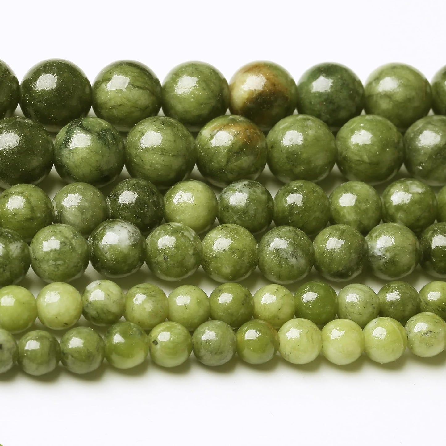 Matcha Green Jade Stone Beads Gemstone Round Crystal Energy Jade Beads Stone Beads for Jewelry Making DIY Bracelet Necklace Jewelry Making 1 Strand 15.5inch 60PCS 6MM