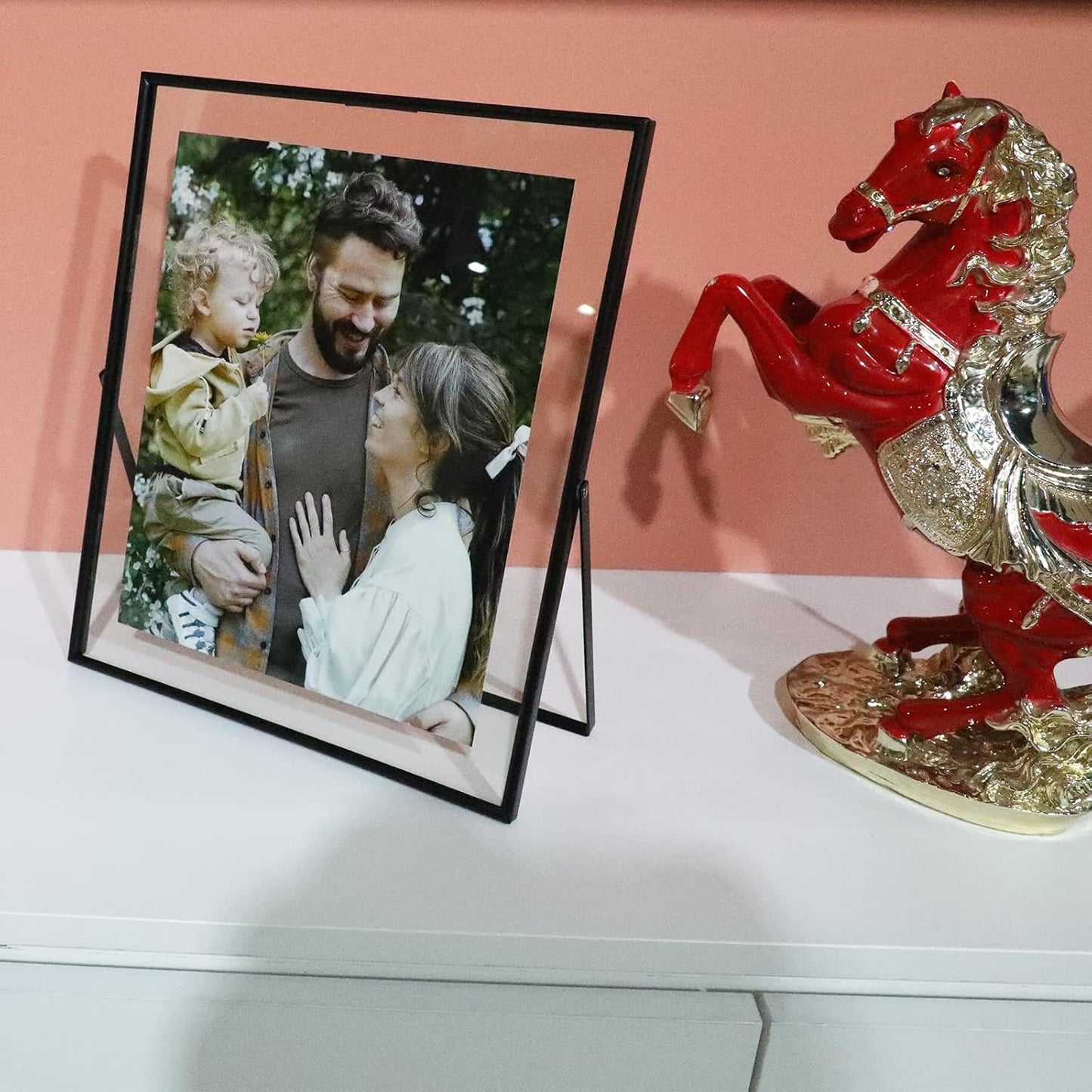 Black Floating Frame, 10"x12", Vertical, For Picture 9x11, 8.5x11, 8x10, 7x9, Tabletop Shelf Photo Frames, Classy Gift For Thanksgiving, Wedding, or Birthday