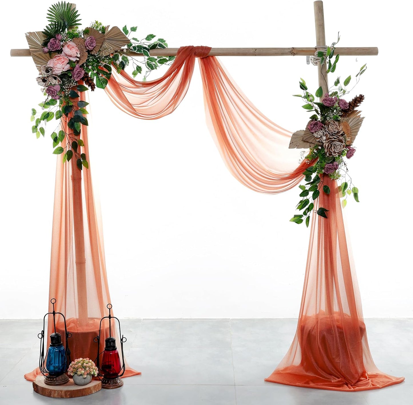 VDS Pack of 1 Panel (30 Inch X 50 Feet) Wedding Arch Draping Fabric Sheer Chiffon Fabric Drapery for Wedding Ceremony Reception Swag Backdrop Canopy Chuppah ARBO Altars Decoration (Terracotta)