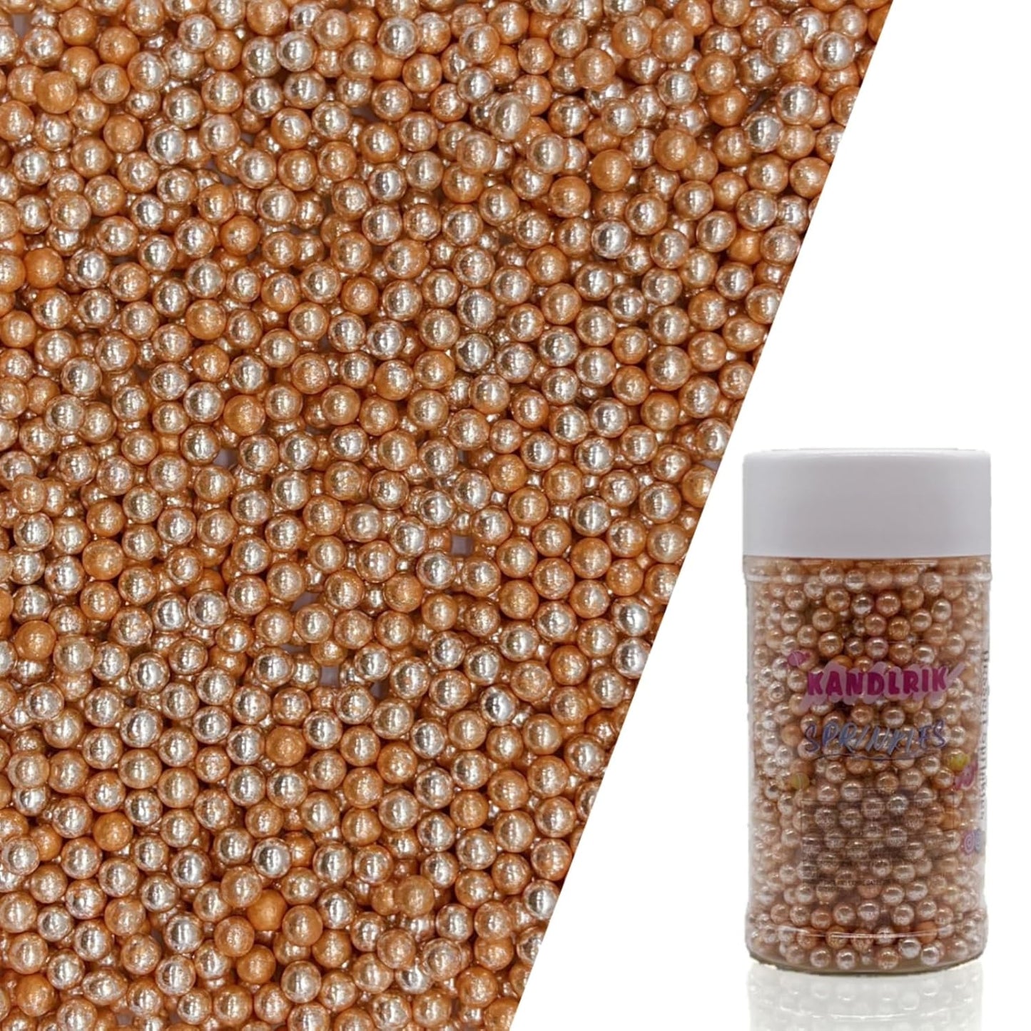 Edible Silver Orange Pearl Sugar Sprinkles Candy 4mm Mini Pearls Cake Decorations Cupcake Toppers Cookie Decorating Perfect for Wedding Party Valentine Halloween Christmas Supplies 3OZ