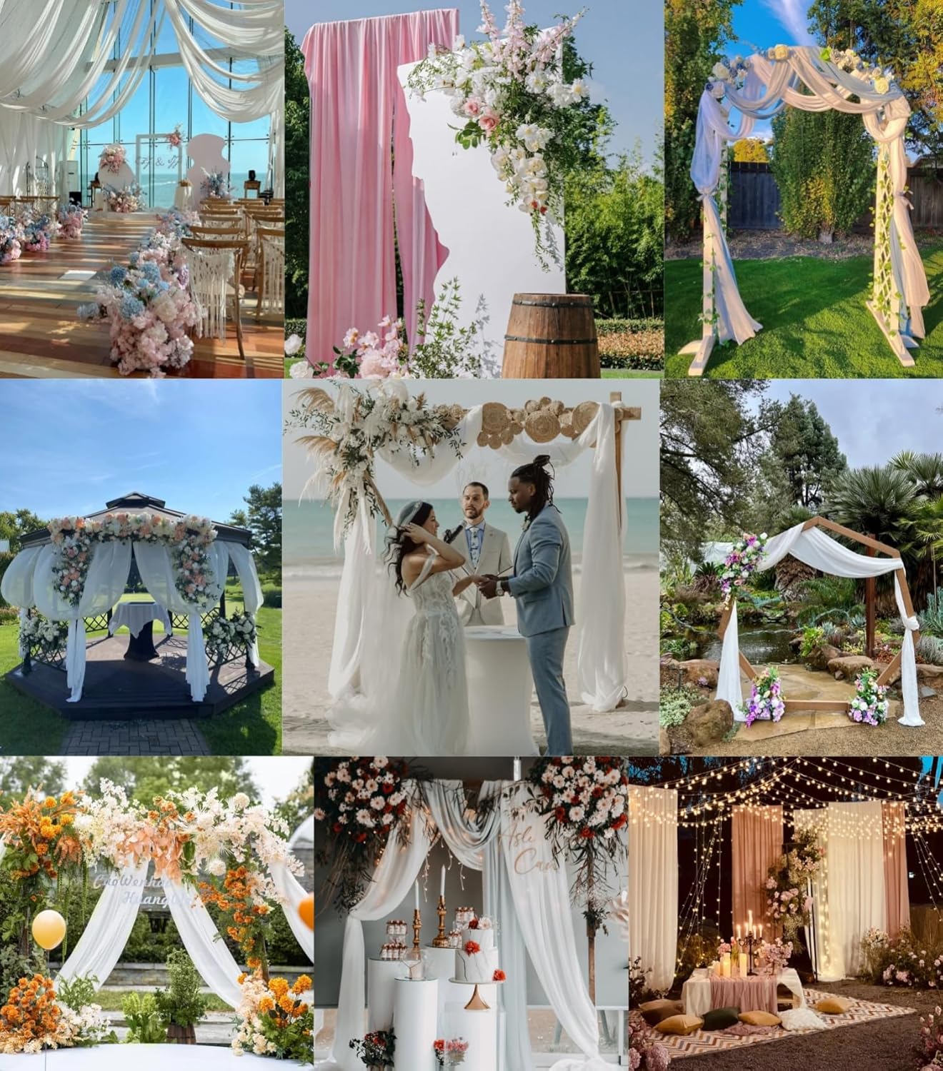 Ivory Wedding Arch Draping Fabric 4 Panels 29" x 20 FT White Drapes for Backdrop Sheer Curtains Wedding Drapes for Romantic Bridal Baby Shower Ceremony Birthday Party Fall Outdoor Events