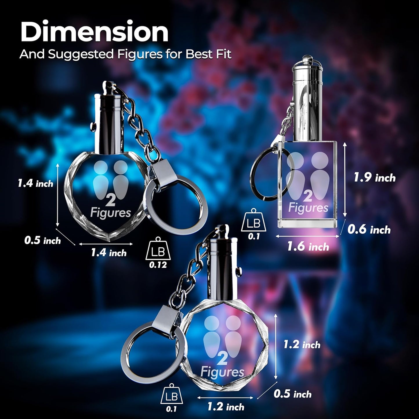 3D innovation Personalized Crystal Keychain Photo with LED Light Custom Laser Etched Key Chain, Valentines Gifts Keepsake