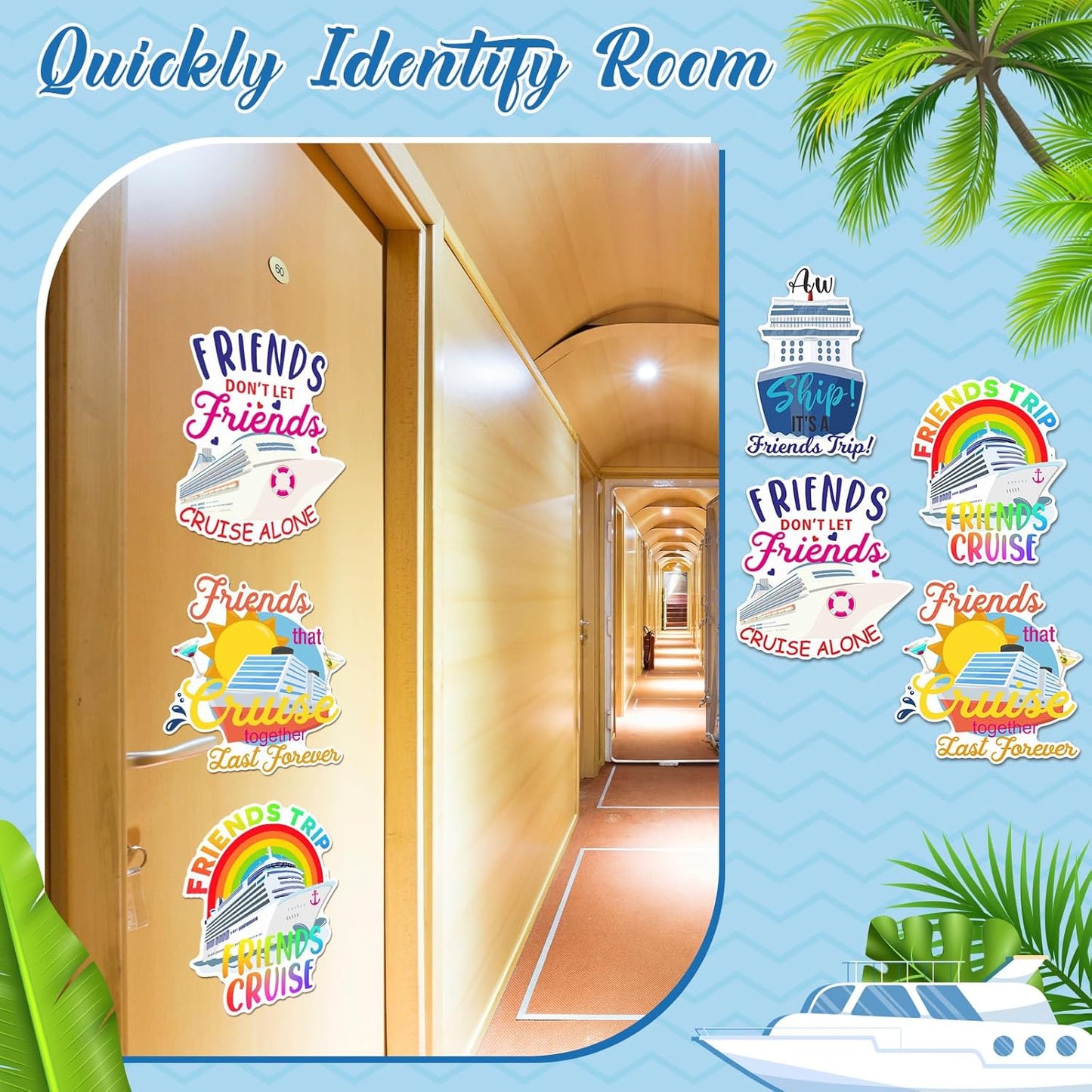 Hoteam 4 Pcs Friends Cruise Door Decorations Magnetic Large Friends Cruise Ship Door Magnets Funny Waterproof Ship Anchor Life Preserver Ring Magnets for Carnival Cabin Stateroom Fridge Car