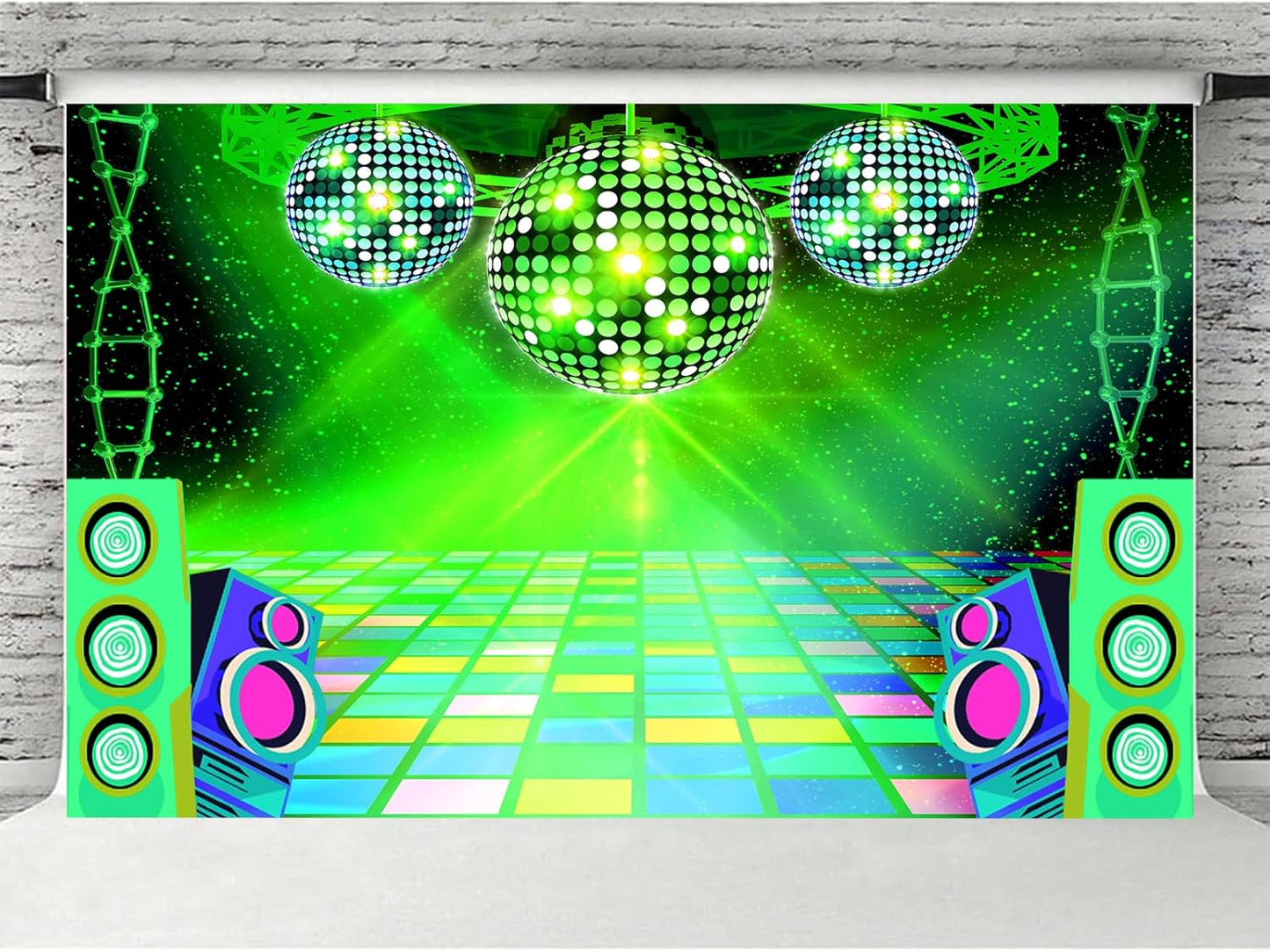 Dance Party Backdrop Retro 80s 90s Theme Stage Dance Ball Music Birthday Party Decoration DJ Photography Background 12 x 10 ft for Baby Shower Picture Photo Shoot Polyester Fabric, Red
