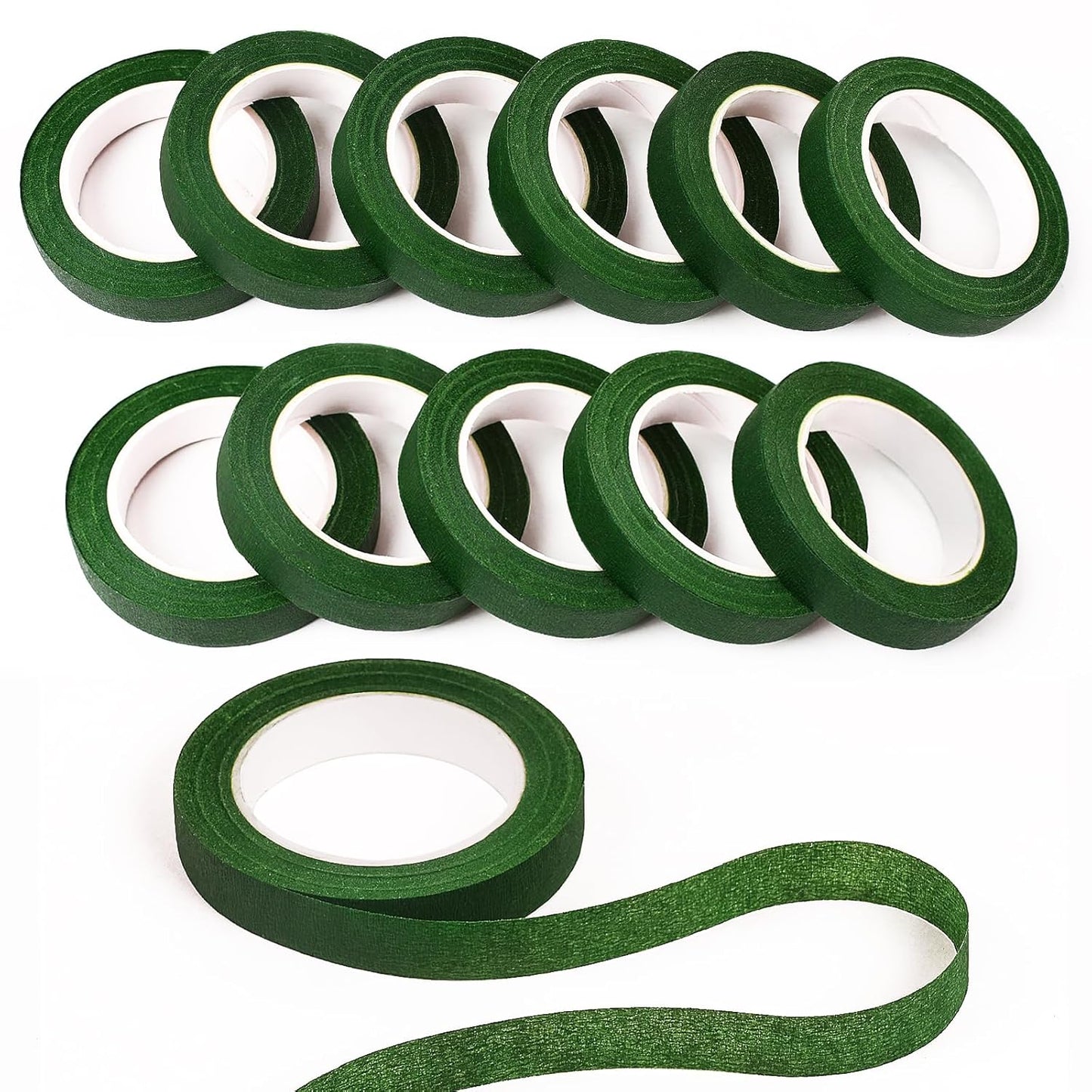 NESCCI Flower Tape,Floral Tape for Bouquets,12 Rolls of 1/2 "Wide Dark Green Flower Tape,Used for Wrapping Bouquet Stems and Flower Crafts,Wedding Bouquet (Dark Green, Size 264 Yards)