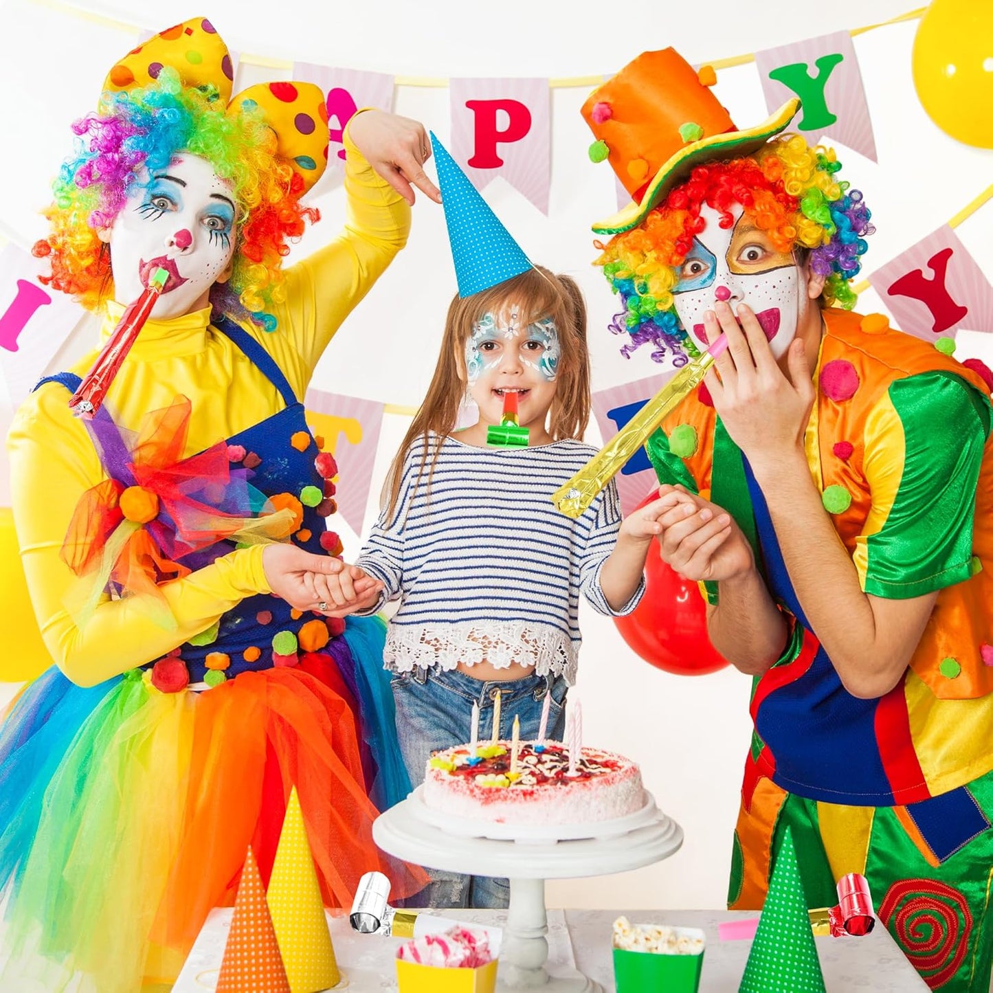 12 Pcs Party Blower Colorful Blowouts Noisemakers Birthday Blowouts Whistles for Party Favors(Colorful Metallic Roll)