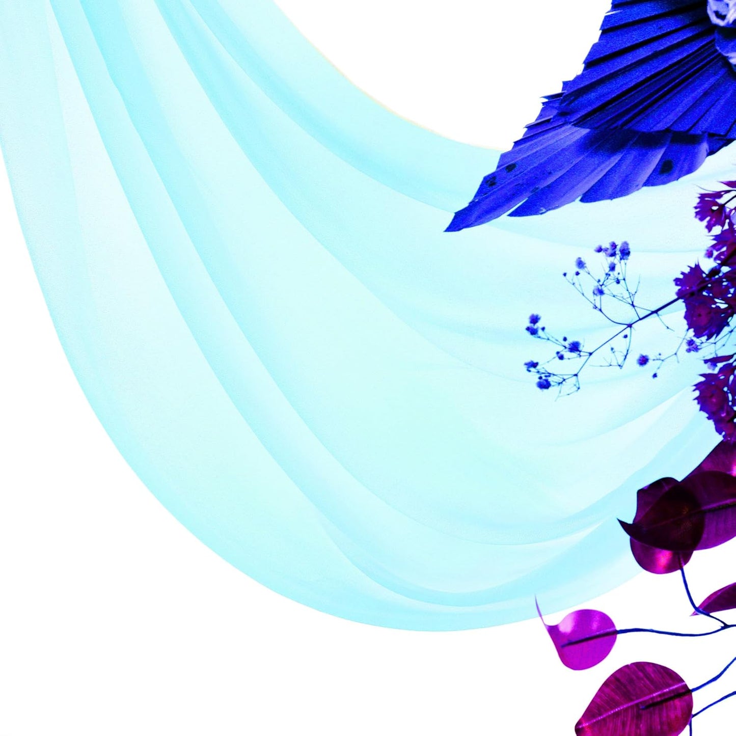 VDS Pack of 2 Panel (30 Inch X 30 Feet) Wedding Arch Draping Fabric Sheer Chiffon Fabric Drapery for Wedding Ceremony Reception Swag Backdrop Canopy Chuppah ARBO Altars Decoration (Teal)