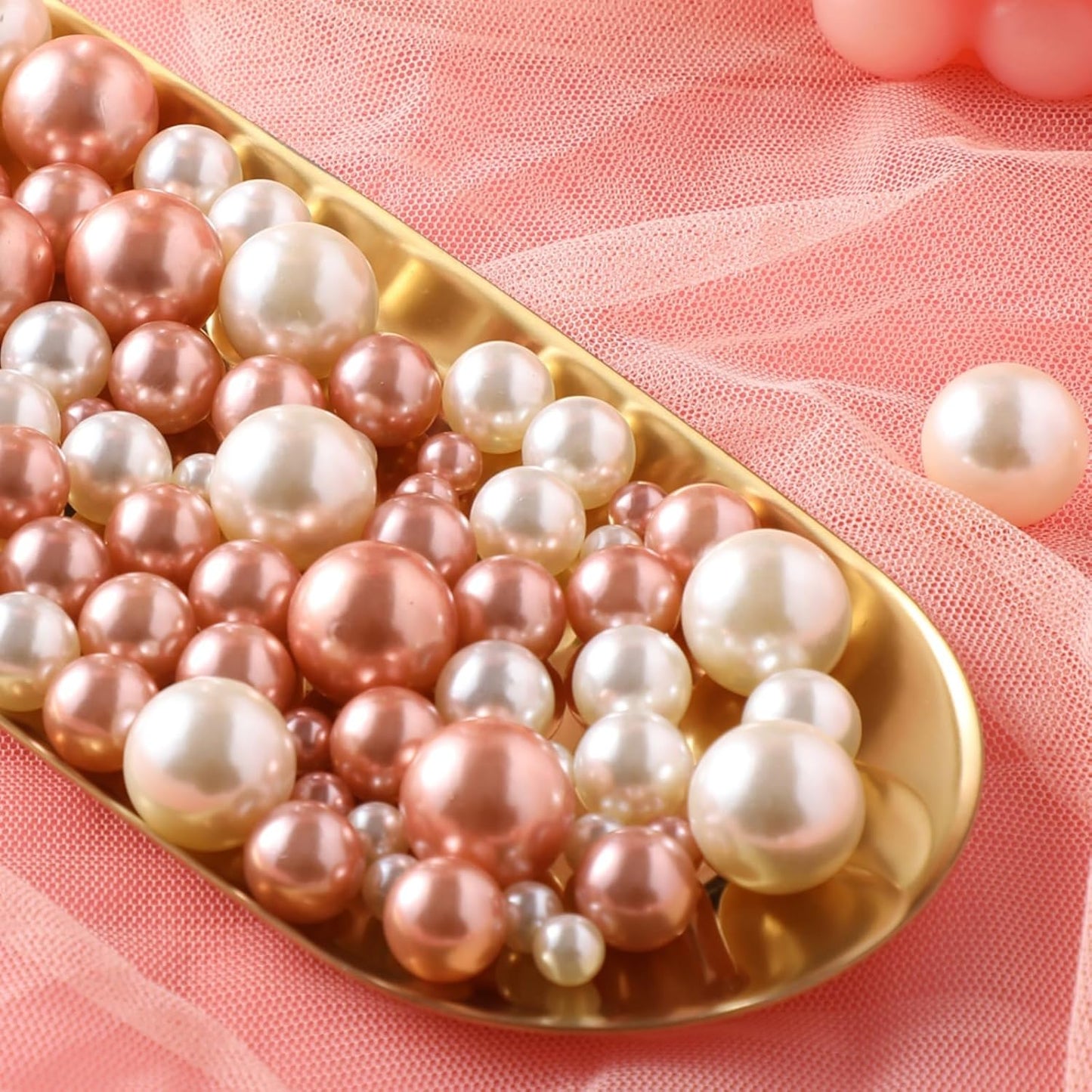 200 Pcs Vase Filler Beads Rosegold Pearl Beads for Vase No Hole Pearls for Centerpieces Vases Home Table Party Decor Wedding DIY 8/14/20mm