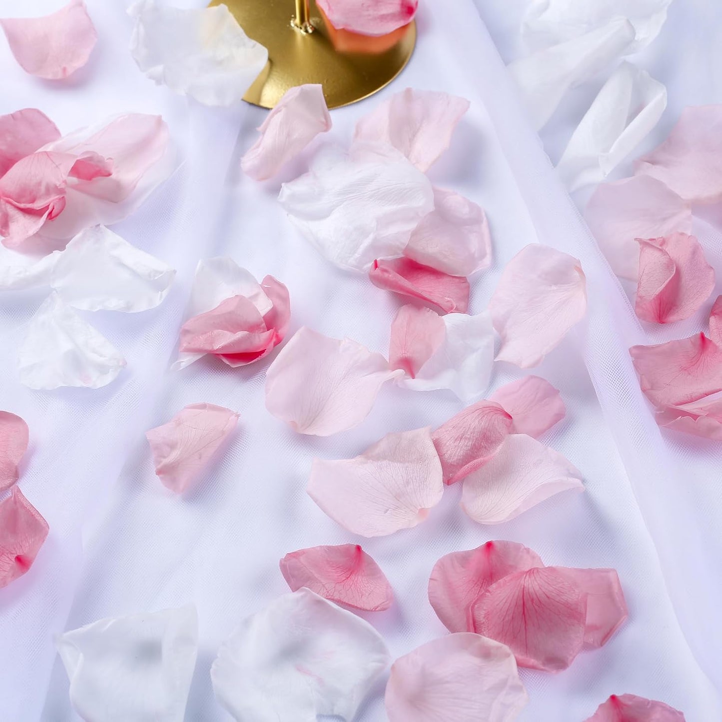 300 PCS Real Pink White Rose Flower Petals Confetti for Wedding Flower Girl to Throw, 2.82oz Freeze Dried Rose Petal for Proposal Centerpieces Romantic Night Decor