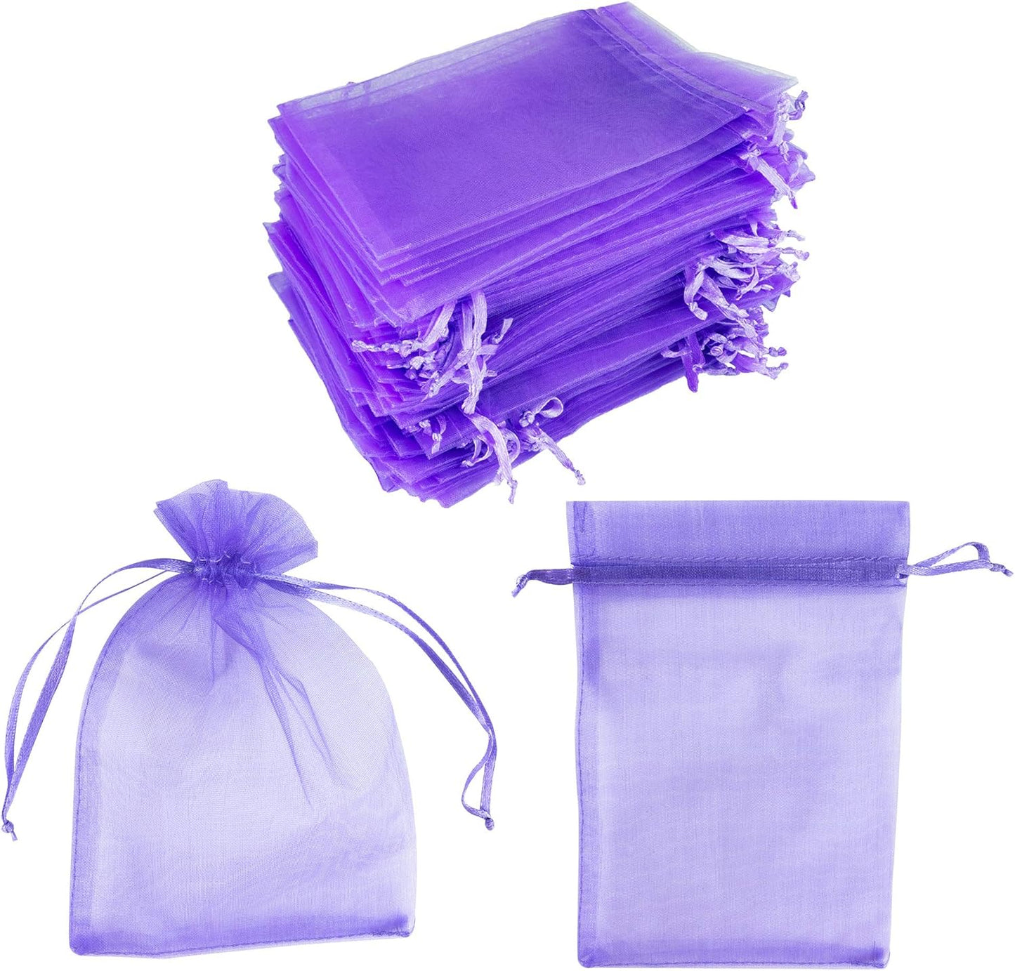 Super Z Outlet 100 Pack 4x6 Inch Mini Sheer Drawstring Organza Transparent Bags Jewelry Sack Pouches for Wedding, Party Decorations, Arts & Crafts Gifts (Purple)