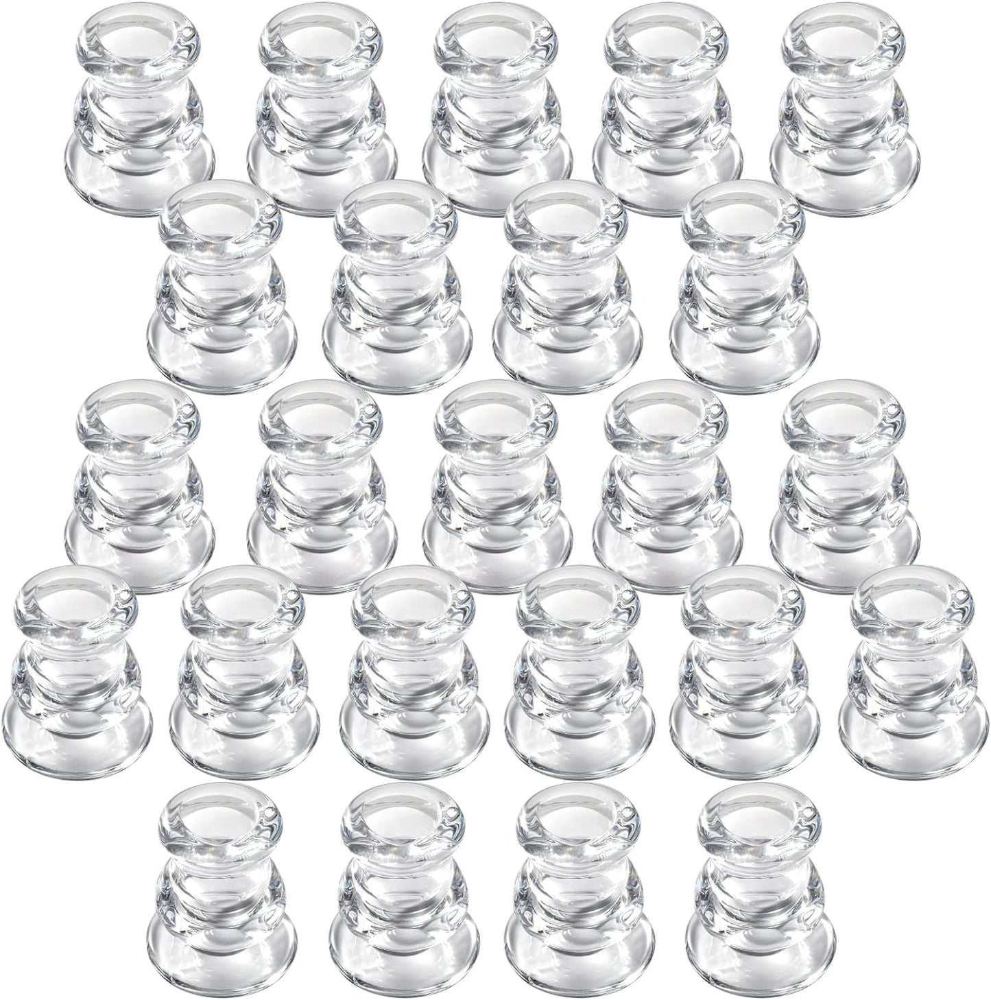 IYOUYA Clear Glass Candlestick Holders 24PCS, 2.1" H Taper Candle Holders Bulk for Pillar Candles, Taper Candles, Glass Candle Holders for Wedding, Party&Festival