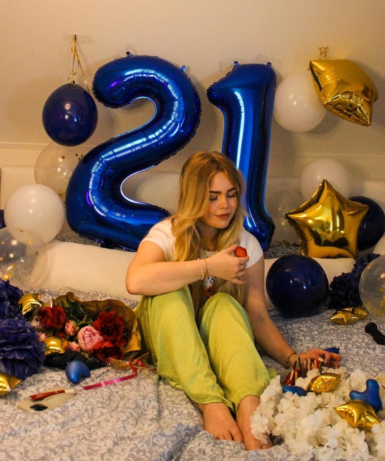 Night Blue 40 Inch Big Number Balloon Birthday Decoration, Number 2 Helium Balloon 12 20 22 23 24 26 2025 New Years Celebration, Boy Girl Baby Anniversary Party Graduations Supplies Decorations