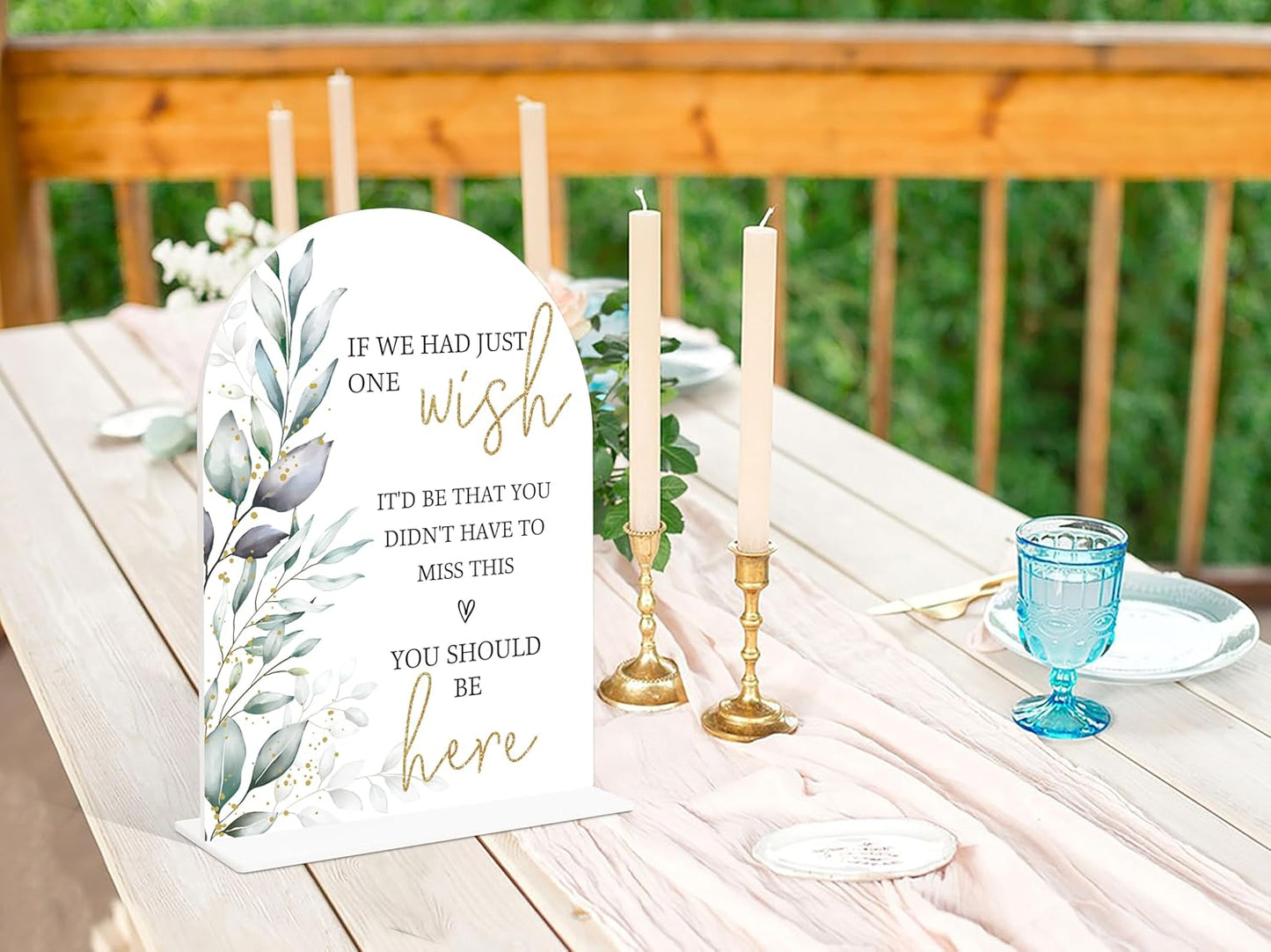 Acrylic Wedding Signs, Greenery Theme You Should Be Here, Memorial Table Sign for Wedding, Bridal Shower Table Decor with Stand, Engagement, Anniversary, Newlywed Events and Parties Supplies, 22