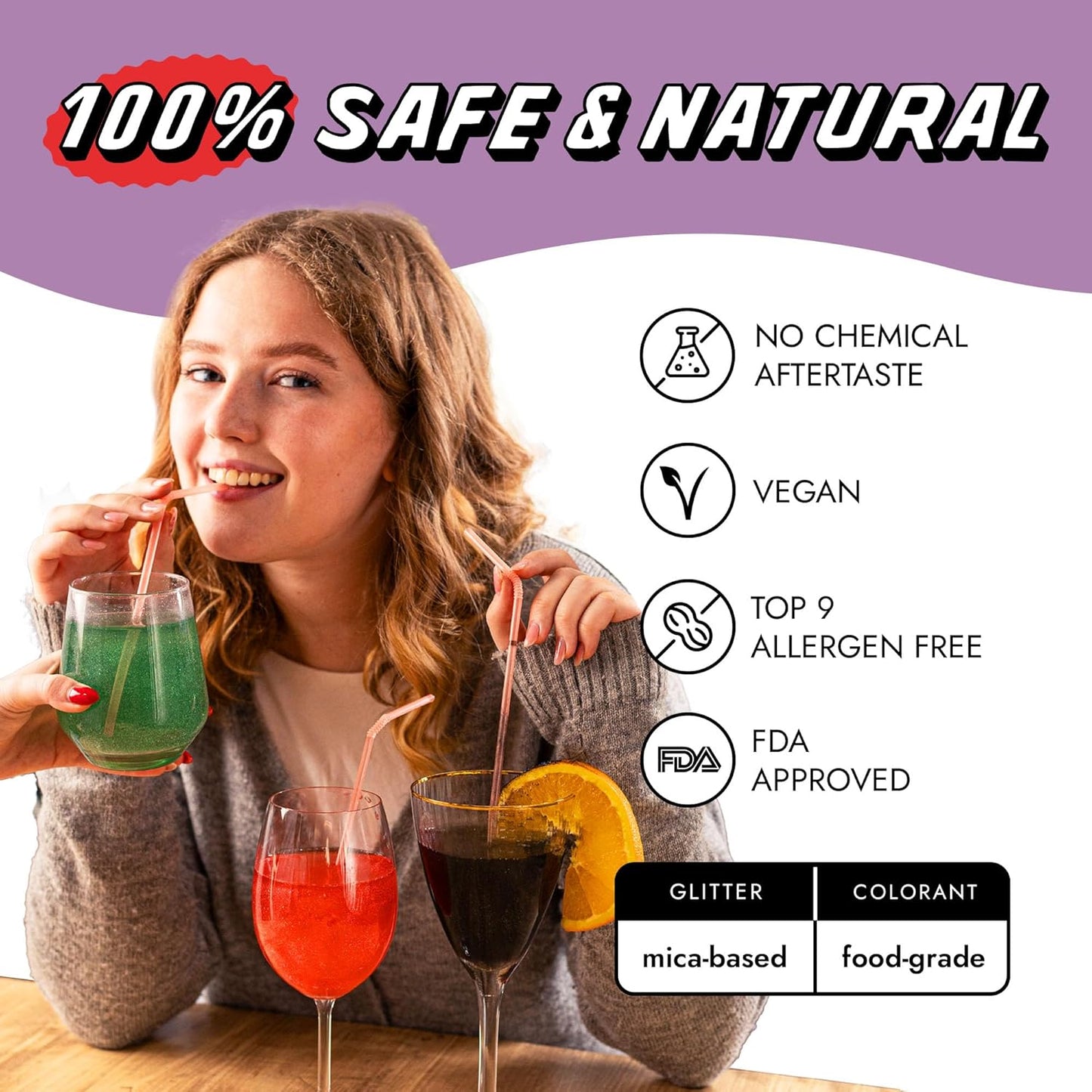 MONÉGASQUE Lavender Purple Edible Glitter for Drinks 10g – Purple Edible Glitter for Cakes & Cocktails – Halloween Cocktail Drink Shimmer – Food Decorating Sprinkles & Cake Decorations Spray Toppers