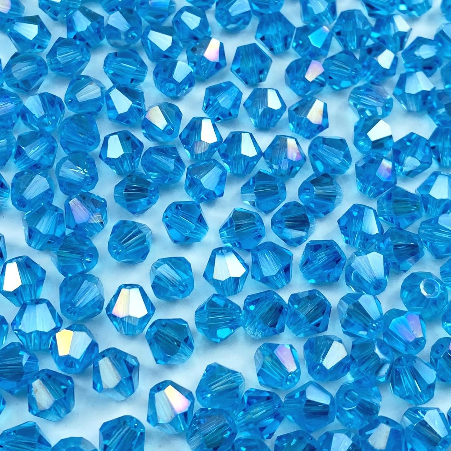 250pcs 6mm Bicone Crystal Glass Beads Loose Spacer Beads Faceted Craft Beads for Jewelry Making DIY Necklace Bracelet Earring Wind Chimes Suncatchers Ornamen(Aquamarine AB)