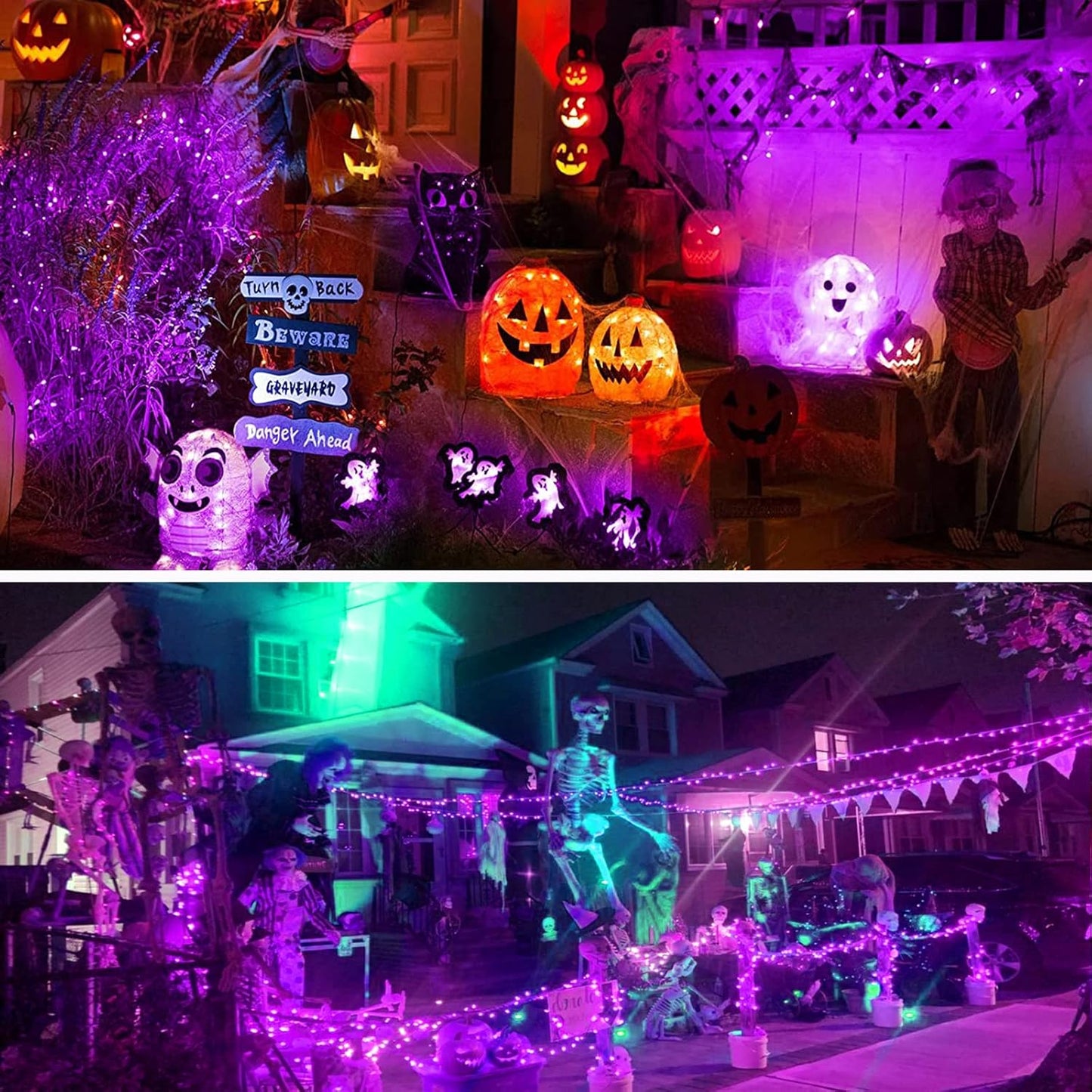 66Ft 200 LED Halloween Fairy Lights Plug in, 8 Modes String Lights with Timer for Outdoor & Indoor, Waterproof Twinkle Lights for Bedroom Garden Party Carnival Supplies Halloween Decorations (Purple)