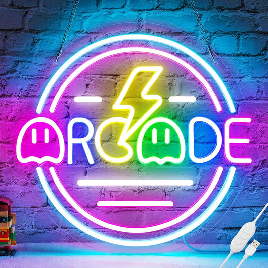 Gamer Neon Sign for Gamer Room Decor, Dimmable Arcade Neon Signs for Wall Decor, USB Powered Bright LED Neon Gaming Signs for Boys Room, Best Gamer Gifts for Teenage Boys, Kids(13.3”x13.3”)