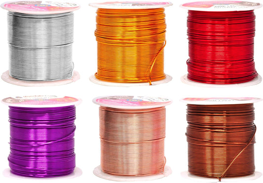 Mandala Crafts 20 Gauge Anodized Aluminum Craft Wire for Jewelry Making - 450 FT Colored Flexible Silver Copper Purple Gold Brown Red Wire - Bendable for Bonsai Armature Crafting Sculpting