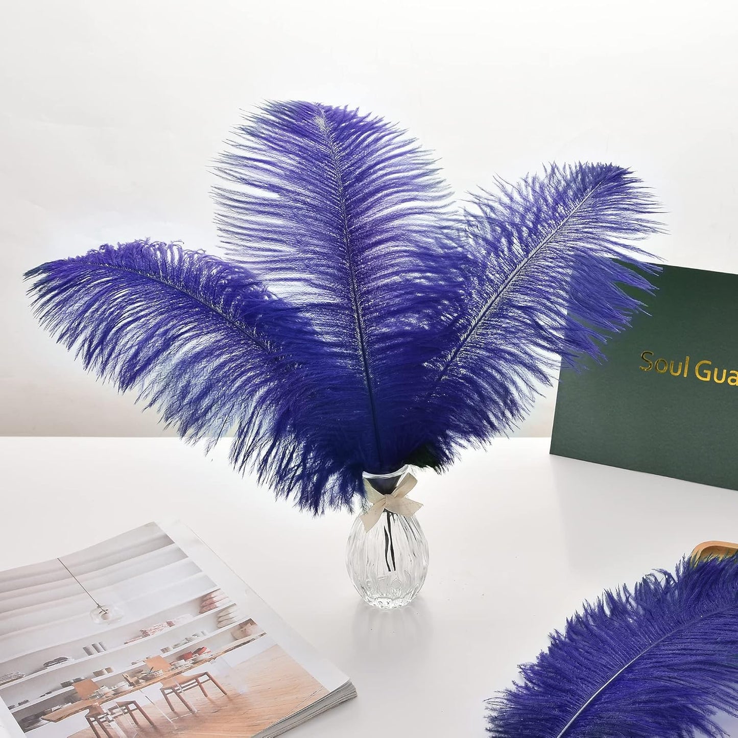 Ballinger Royal Blue Ostrich Feathers - 24Pcs 8-10inch Craft Feathers for Party Centerpieces, Flower Arrangement and Home Decor