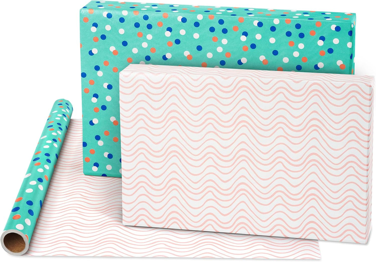 American Greetings 160 sq. ft. Reversible Wrapping Paper Bundle for Birthdays, Anniversaries, Weddings and All Occasions, Sprinkles and Daisies (4 Rolls, 30 in. x 16 ft.)