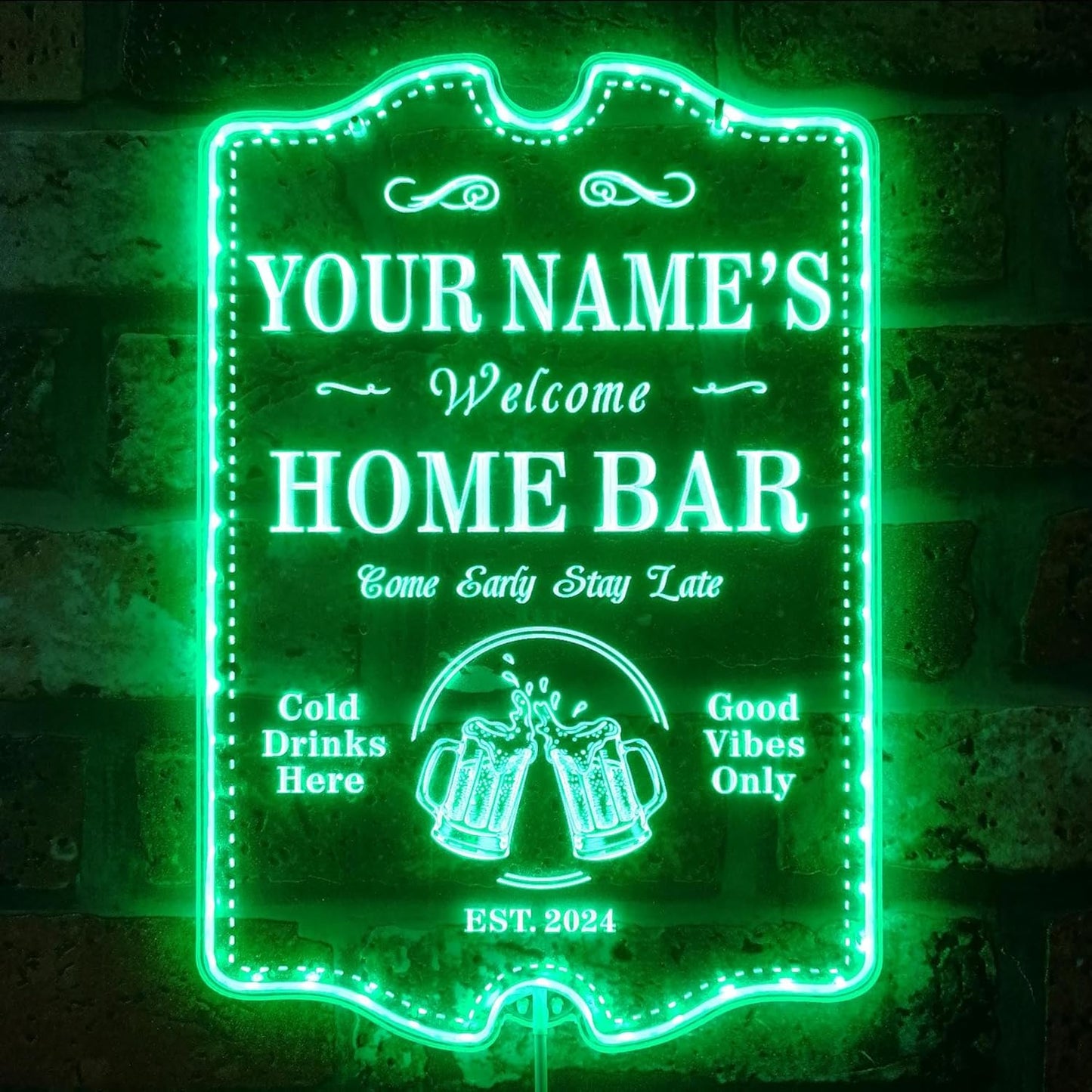 ADVPRO Personalized Your Name Home Bar RGB Dynamic Glam LED Sign - Cut-to-Edge Shape - Smart 3D Decoration - Multicolor Signage st06s64-fnd-p11c-tm-c