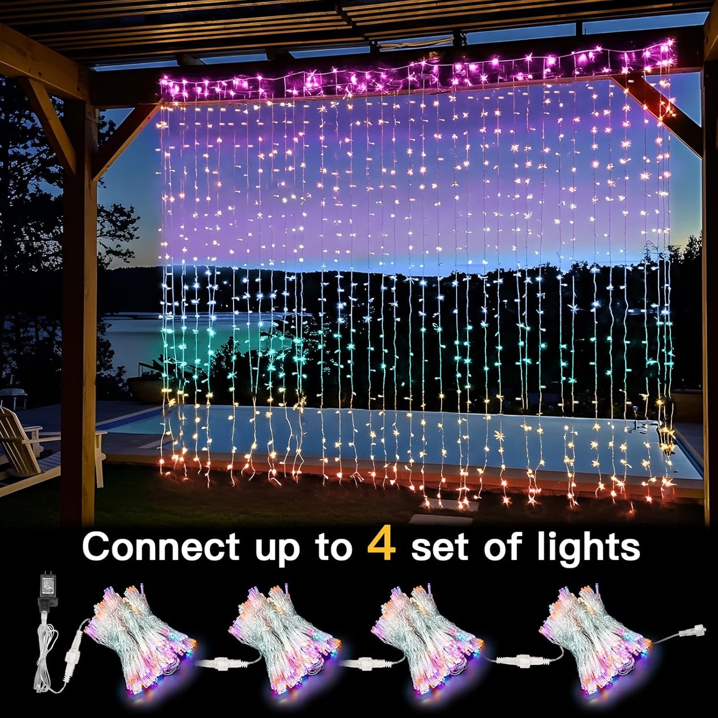 suddus Curtain Lights for Bedroom, 320 Led 9.8ft x9.8ft Hanging String Lights Indoor, Curtain String Lights for Backdrop, Window, Wall, Wedding, Party, Garden, Porch, Brithday Decor Multicolor