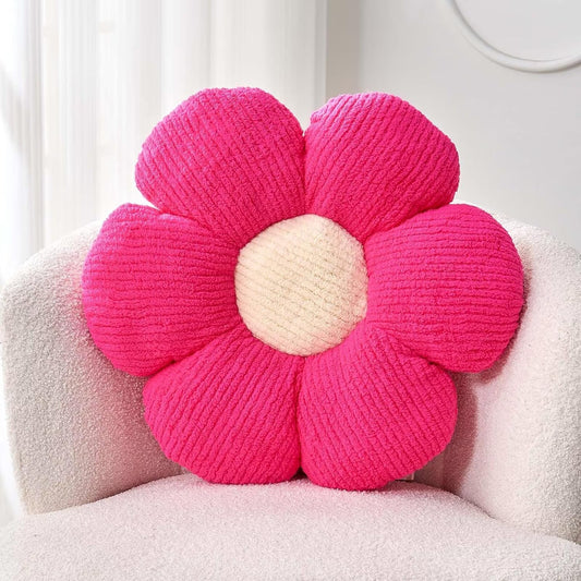 Flower Throw Pillow, Soft Hot Pink 14.9" Shaped Floor Pillow for Home Decor, Cute Aesthetic Plush Decorative Pillows for Bed, Sofa, Couch