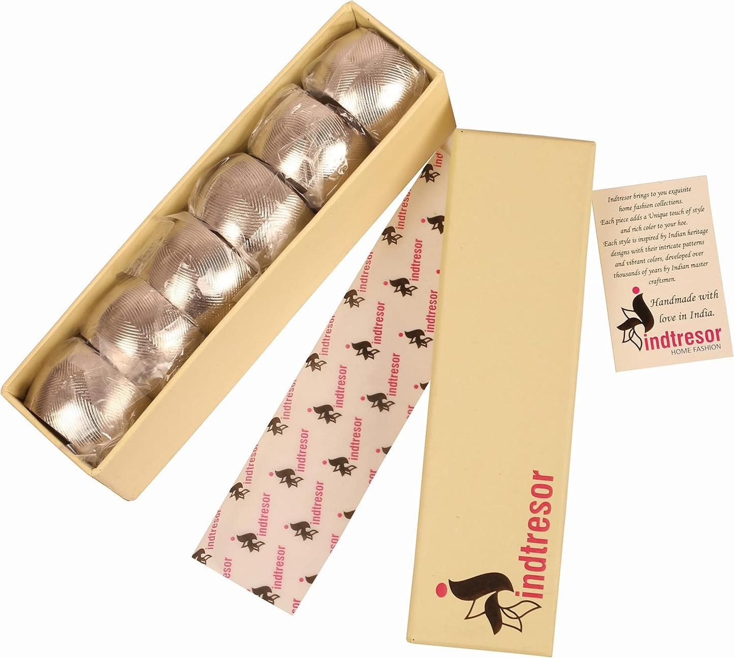 Brass Base Handcrafted Beautiful Attractive Look Large Size Party Dining Table Napkin Holders in Silver Tone. (Set of 6).