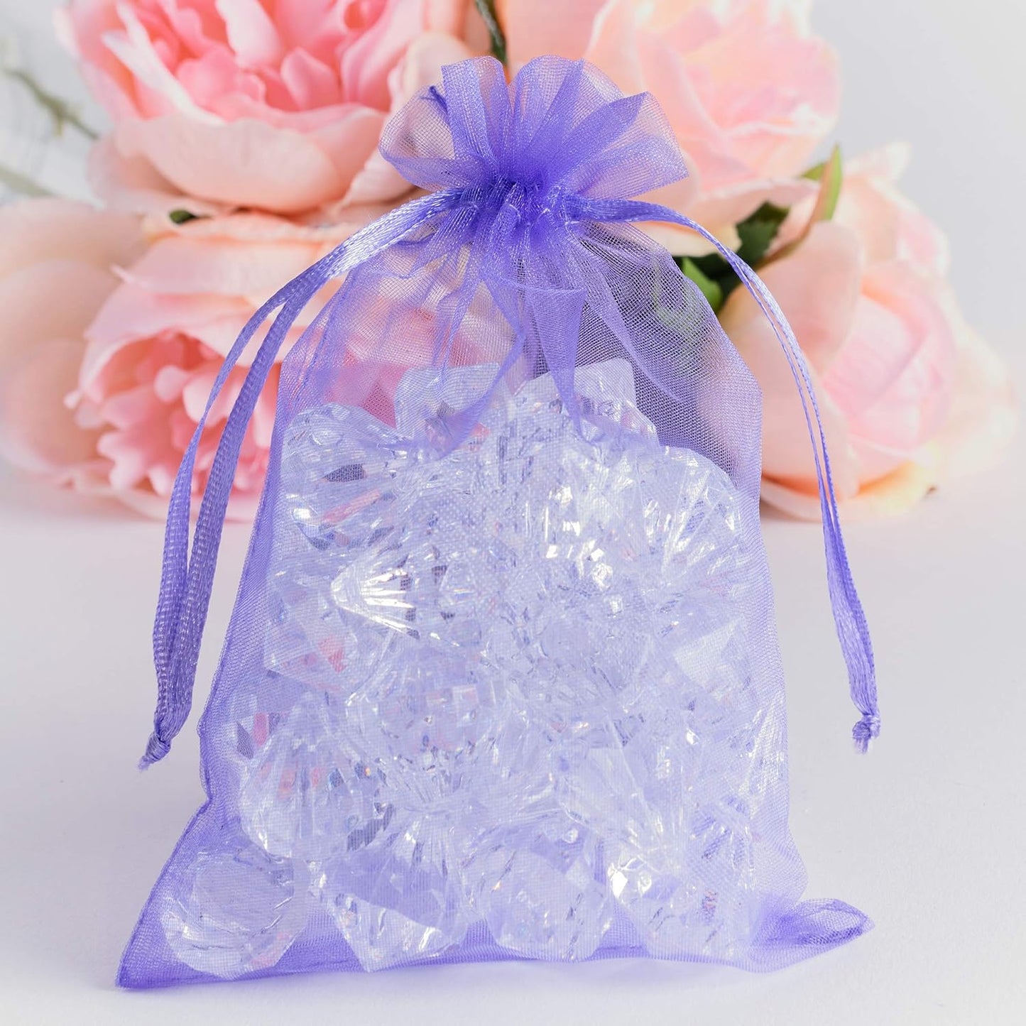 Super Z Outlet 100 Pack 5x7 Inch Mini Sheer Drawstring Organza Transparent Bags Jewelry Sack Pouches for Wedding, Party Decorations, Arts & Crafts Gifts (Purple)