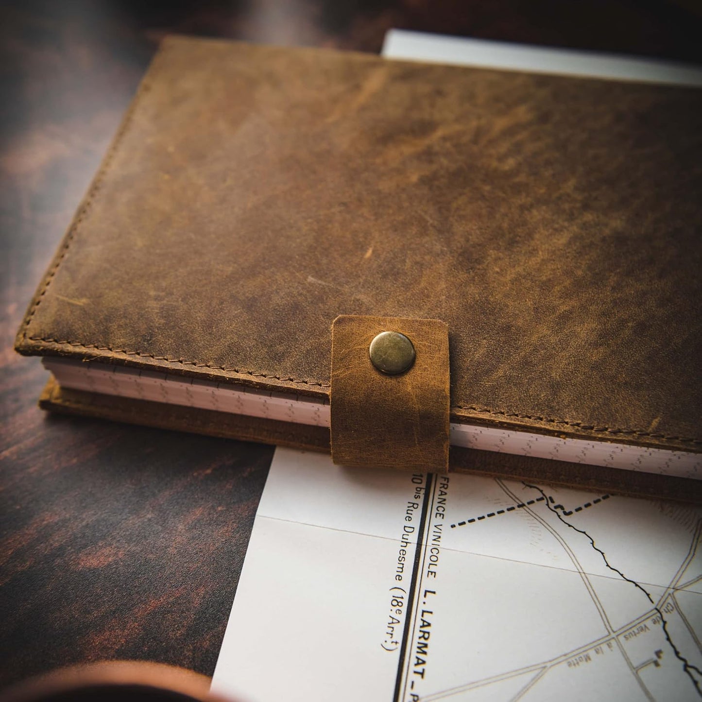 Refillable Leather Journal | Premium Lined A5 Notebook Cover | 200 Ruled Writing Pages | Card Holder Slot | Leather Bound Journals for Men & Women, Best Gift Travel Diary, Cool Planner