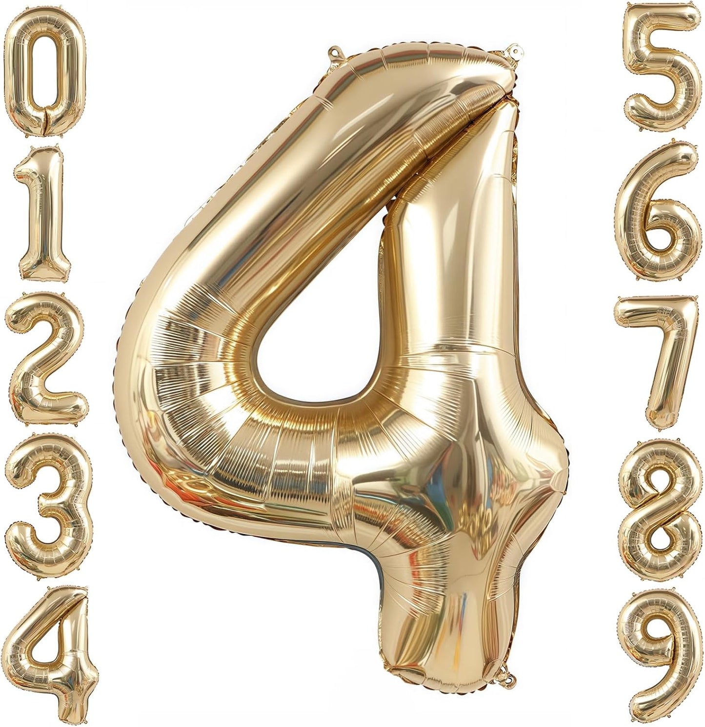 Champagne Gold 4 Balloon,40 Inch Light Gold Number 4 Balloon Big Foil Mylar Helium 4 Balloon for Birthday Party