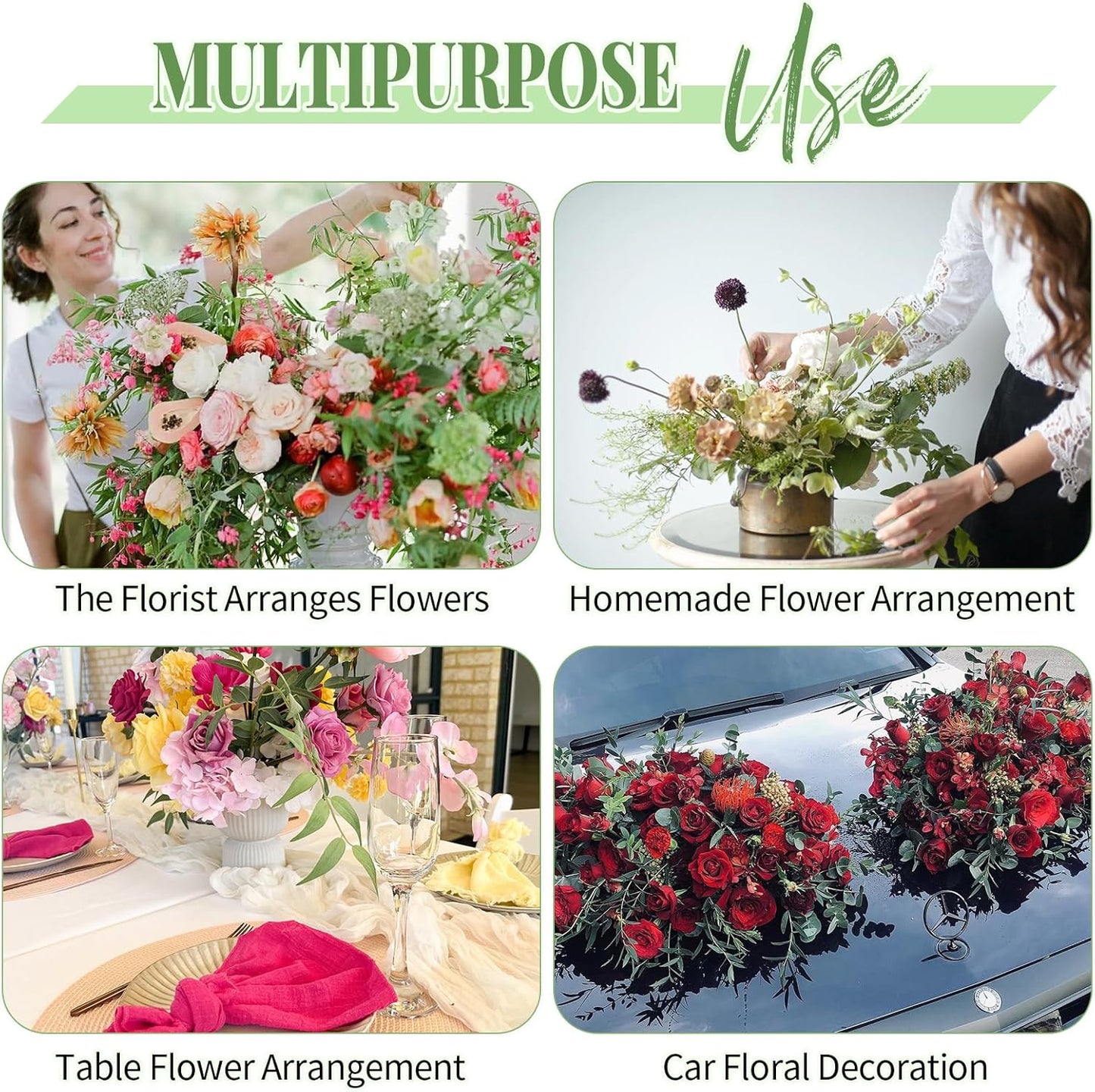 Aktor 8 Pcs Floral Foam Blocks for Fresh & Artificial Flower Arrangement, 8.8” x 4.1” x 2.7” Green Wet Foam for Wedding, Birthdays, Home, Office, and Garden Decorations