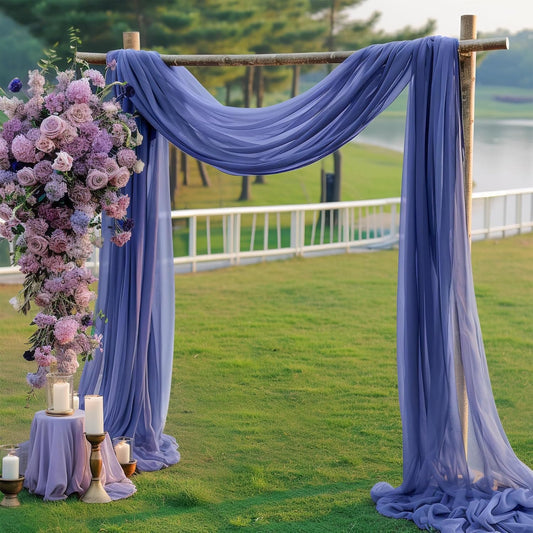 Wedding Arch Draping Fabric Navy Blue Sheer Wedding Backdrop Curtains for Party Ceremony Arch Stage Decorations 2Panels
