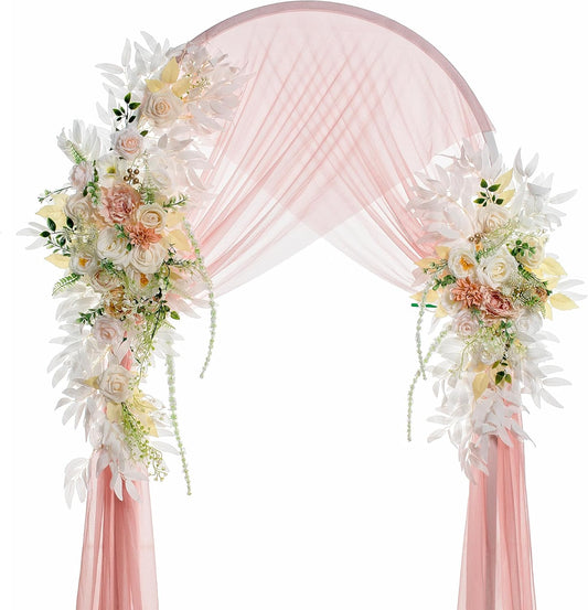 Wedding Arch Flowers, Artificial Flowers for Decoration, Large Flower Swag for Boho Styles Wedding Ceremony Floral Decor - Pack of 2