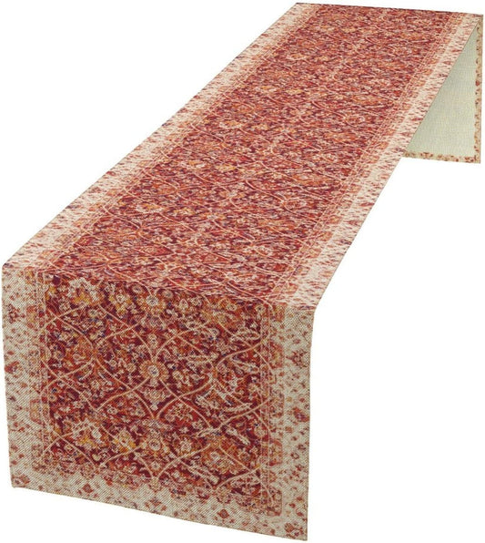 Boho Floral Vintage Table Runner, Retro Red Flower Rustic Country Farmhouse Abstract Pattern for Home Kitchen Table Decor Dining Coffee Room Party Decor 13x60in