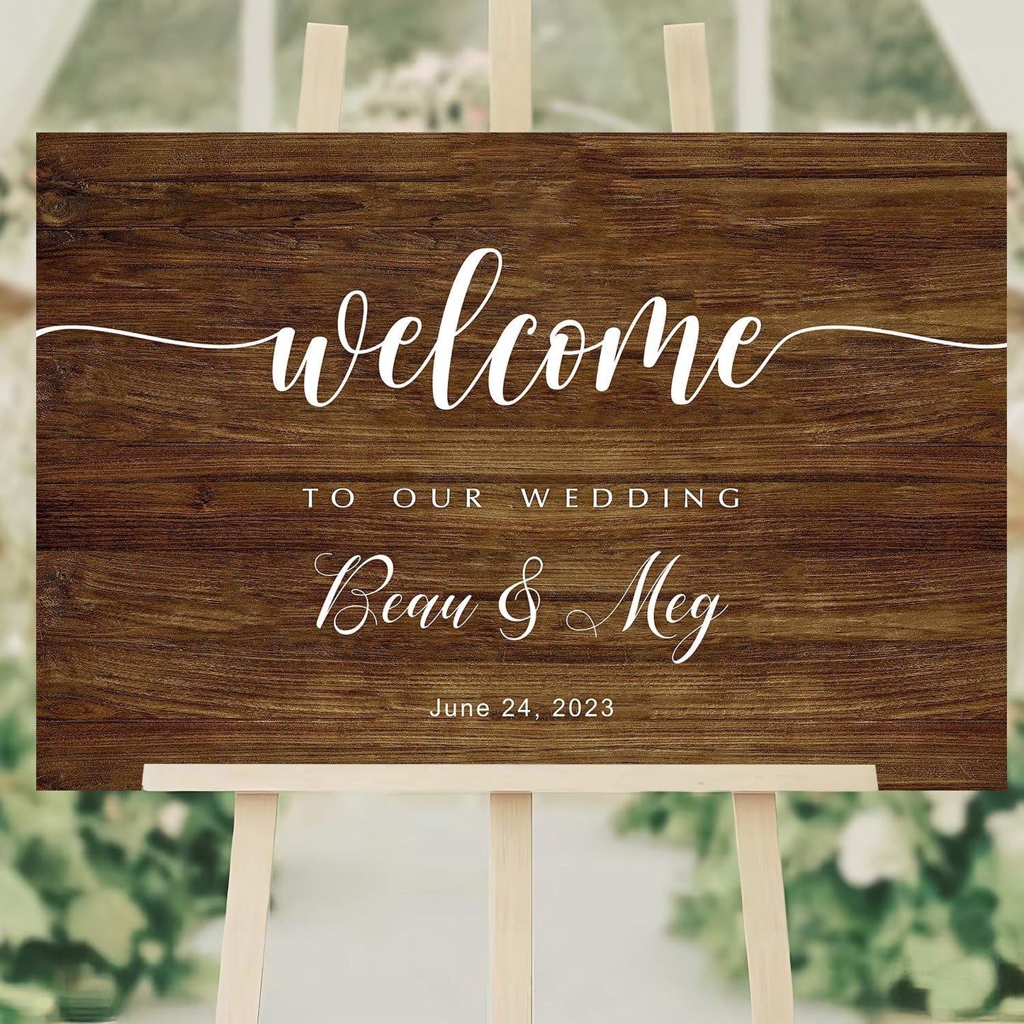 Generic Rustic Wedding Sign, 12x18 inches, Plastic, Weatherproof & Fade-Resistant, Customizable