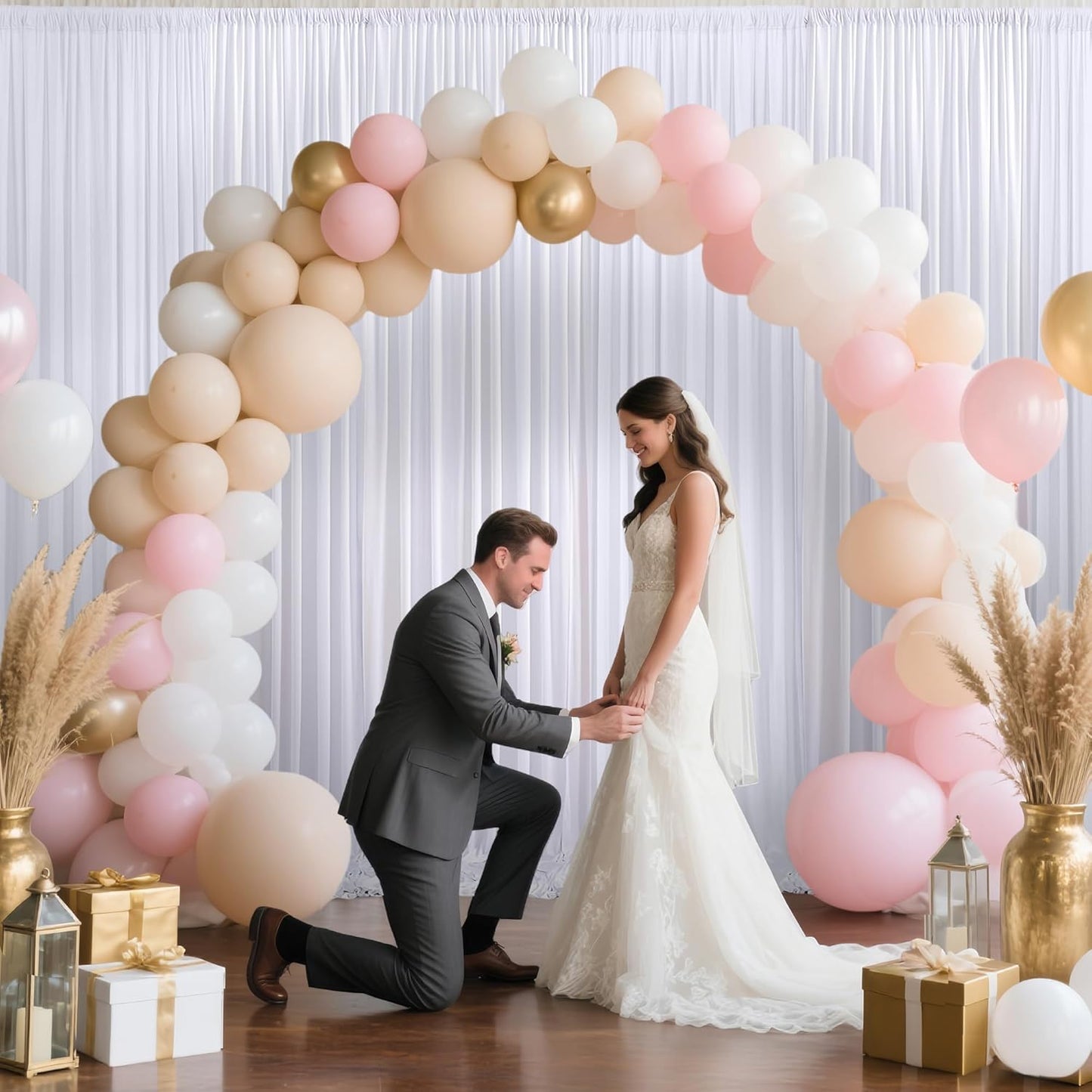 30x10ft Backdrop Curtains for Parties, 6 Panels 5x10ft Photography Backdrop Curtain with Rod Pocket,Backdrop Polyester Background Drapes,Wedding Backdrop Drapes for Birthday Baby Shower Home Decor