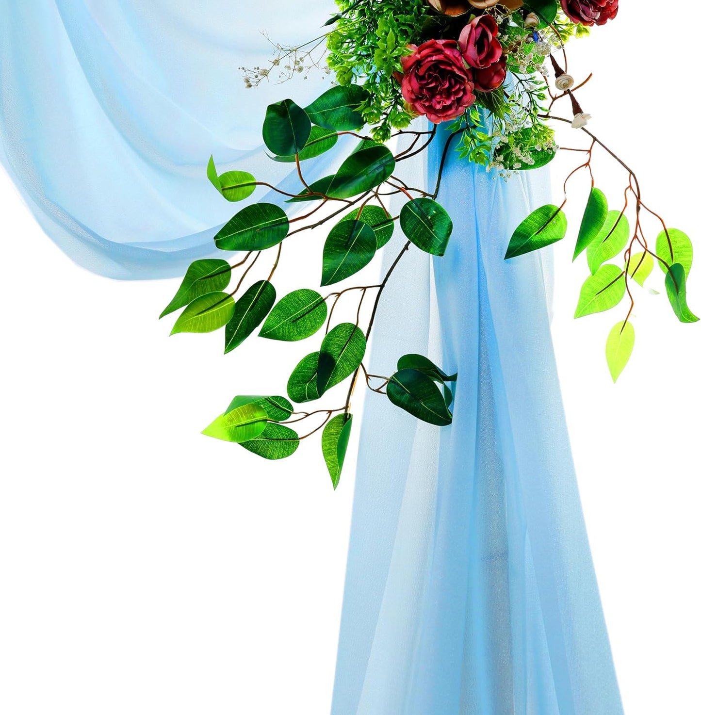 VDS Pack of 2 Panel (30 Inch X 100 Feet) Wedding Arch Draping Fabric Sheer Chiffon Fabric Drapery for Wedding Ceremony Reception Swag Backdrop Canopy Chuppah ARBO Altars Decoration (Turquoise)