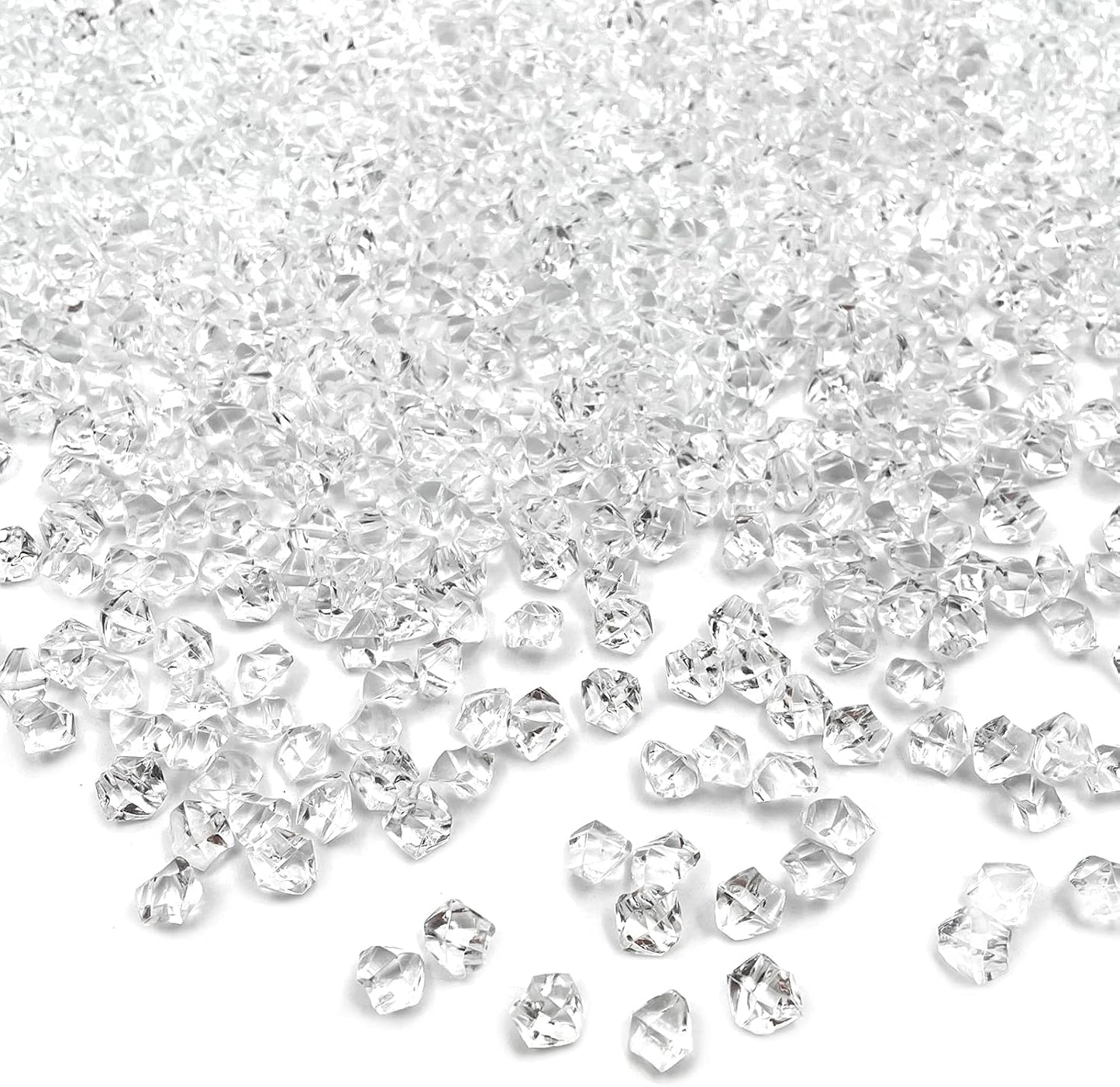 Fake Ice Rocks, 5000 pcs 5 * 7 mm Acrylic Ice Cubes Plastic Crystals Fake Crushed Ice Rocks Acrylic Gems for Vase Fillers Party Decor