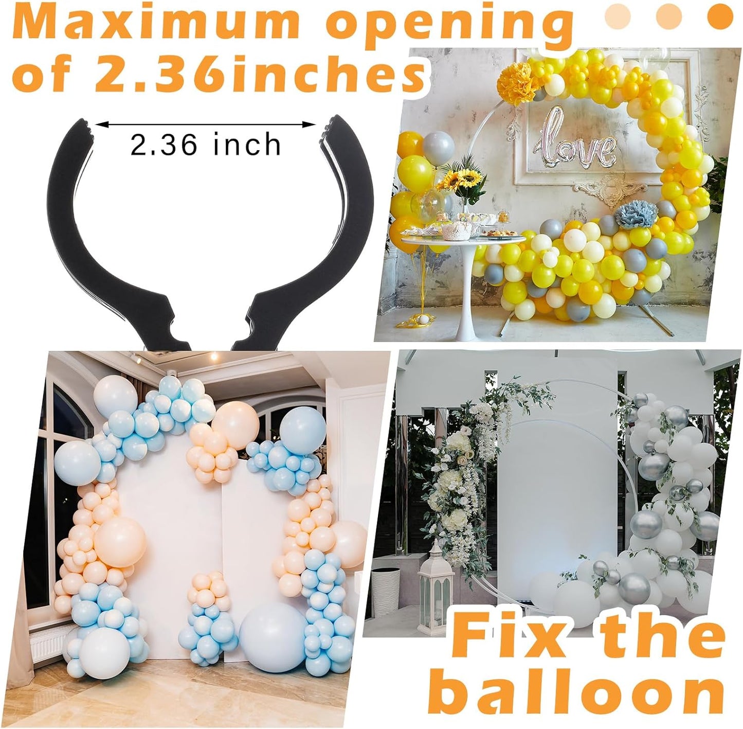 LemonRoad 10 Pack Large Balloon Arch Clips Plastic Transparent Backdrop Spring Clamps 3.5 Inch Heavy Duty Clip for Balloon Arch Kit Birthday Decoration Crafts Woodworking Photography Studios (Black)